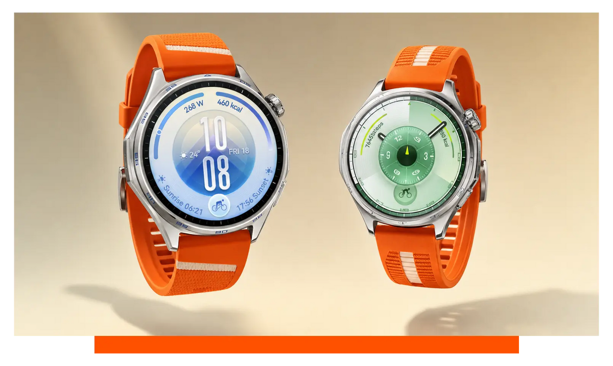 Two smartwatches shown side by side, floating in the studio - Huawei Watch GT 7 and Huawei Watch GT 6