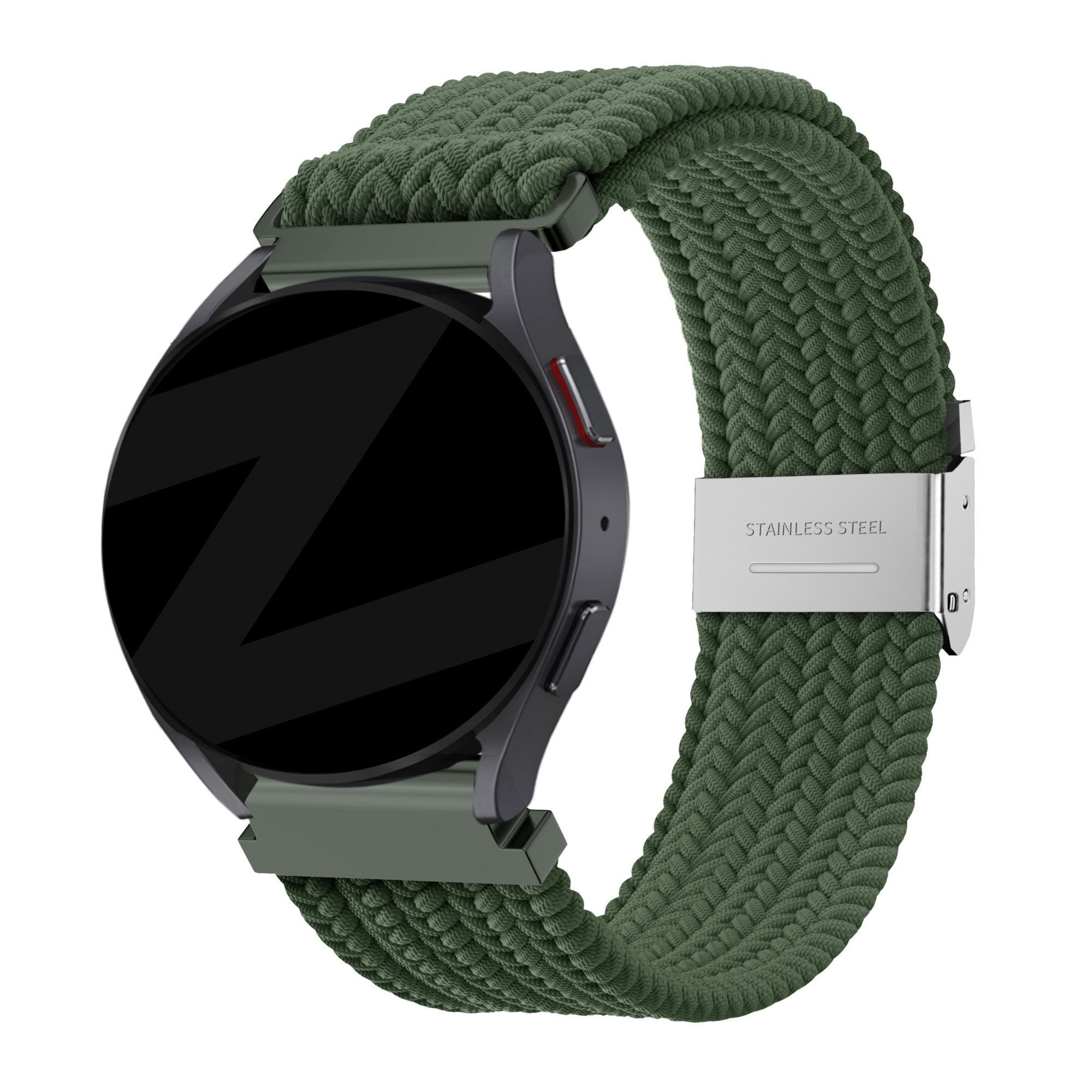 Bandz Huawei Watch GT 5 Pro - 46mm gevlochten nylon band (olijfgroen)
