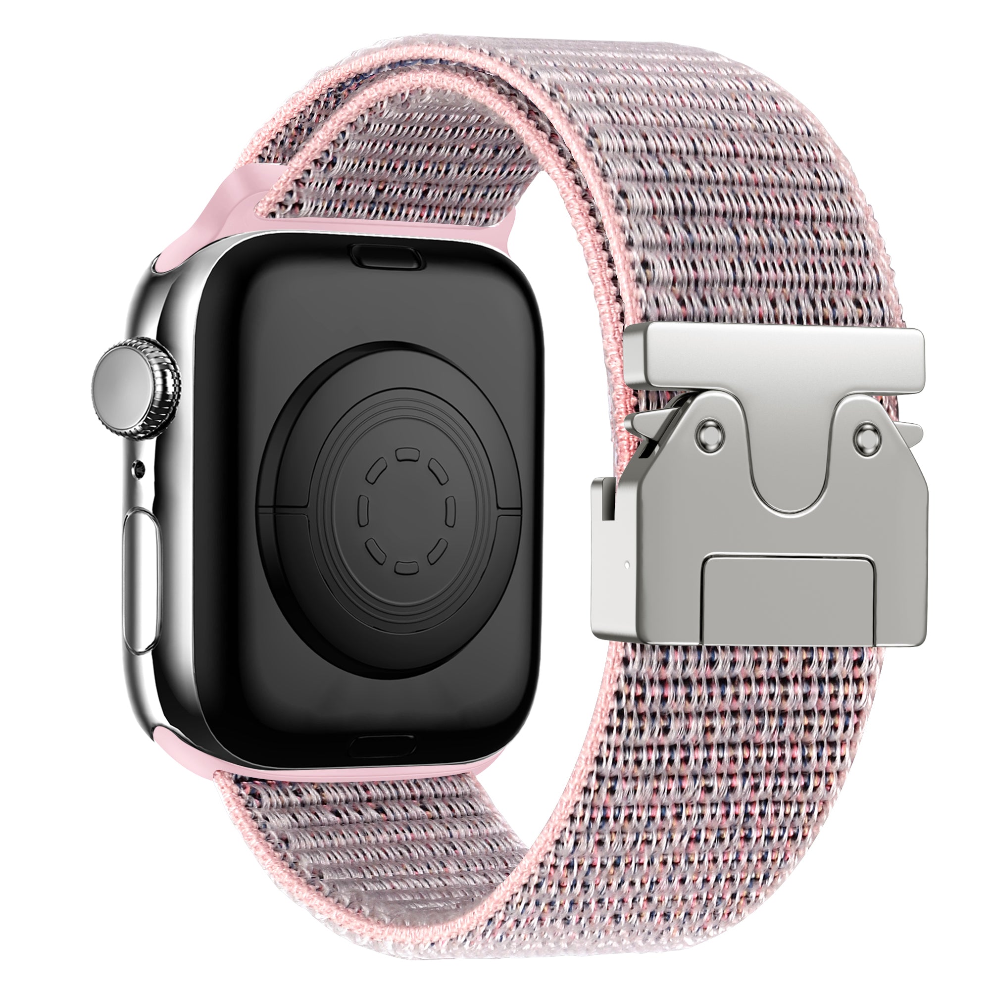 Bandz Apple Watch Nylon Strap 'Classic' with P-Buckle (Grey/Pink)