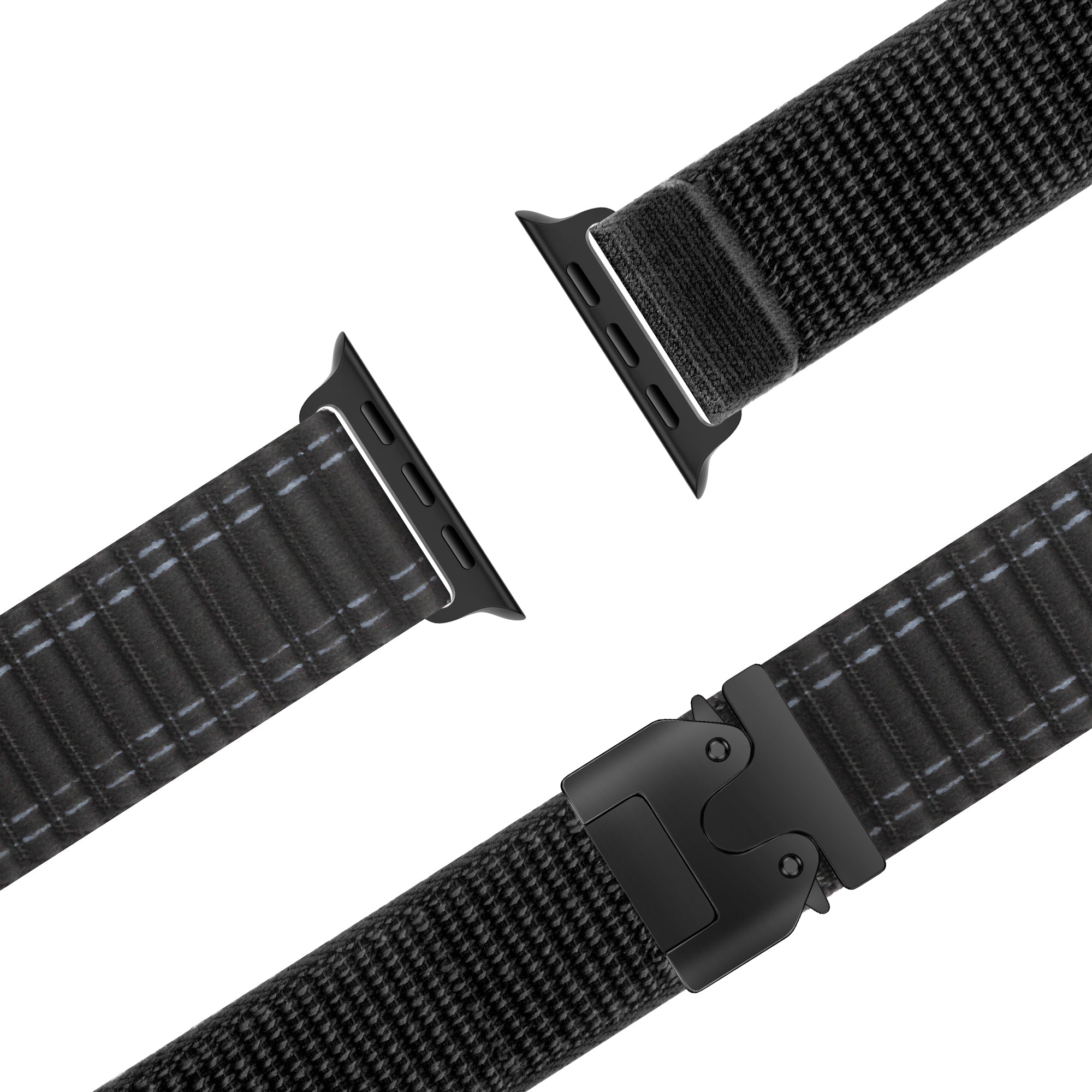 Bandz Apple Watch nylon band 'Deluxe' met P-buckle (zwart)