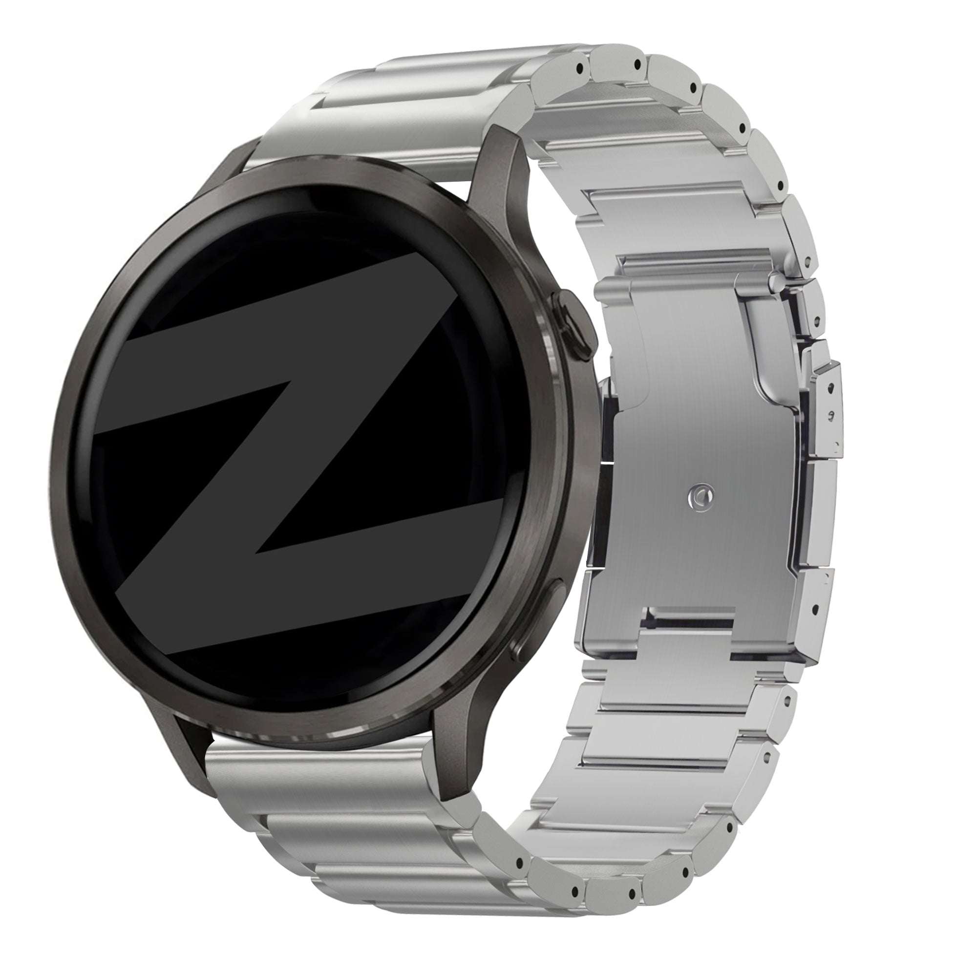 Bandz Garmin Forerunner 255 titanium schakel band (zilver)