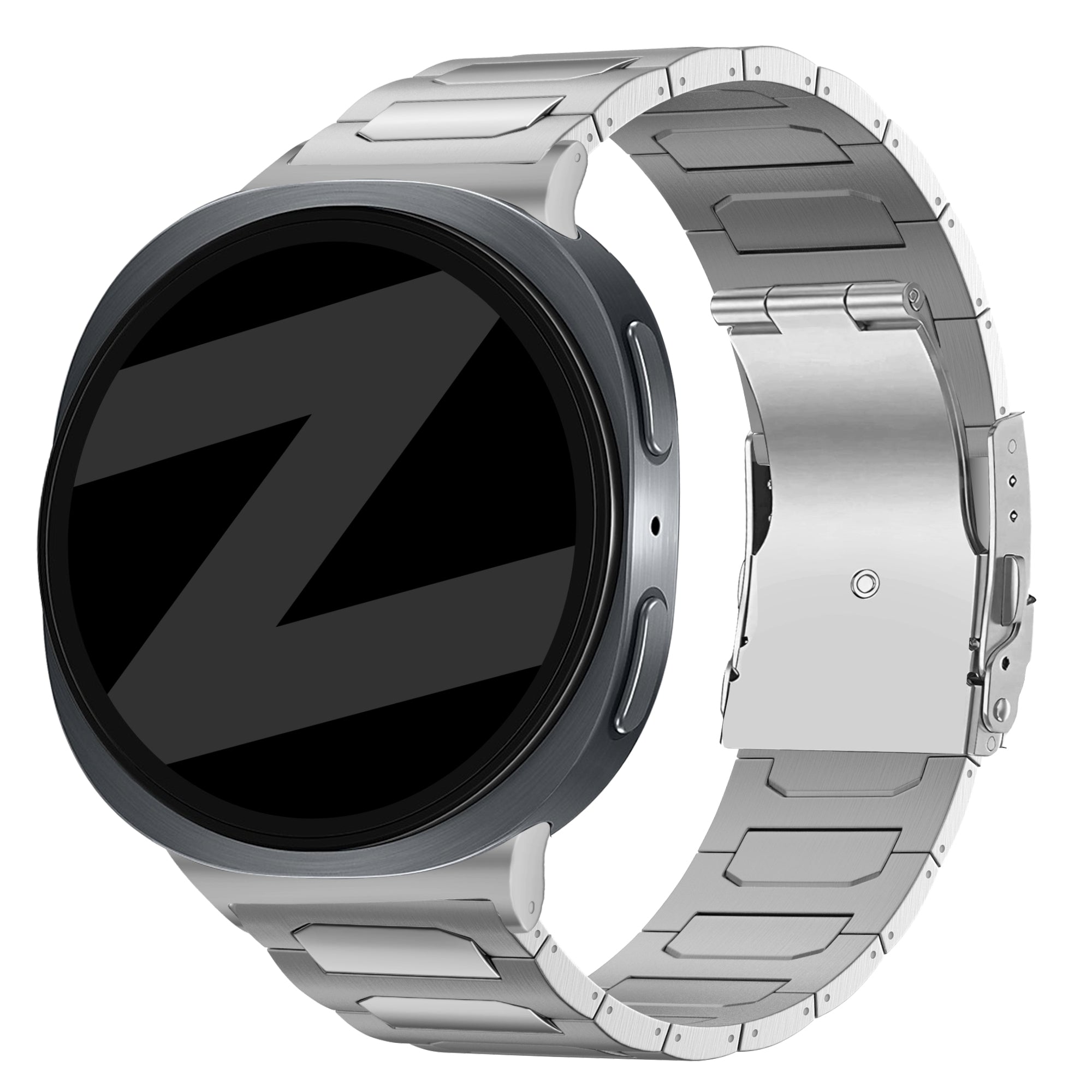 Bandz Samsung Galaxy Watch 8 Classic titanium band 'Deluxe' (zilver)