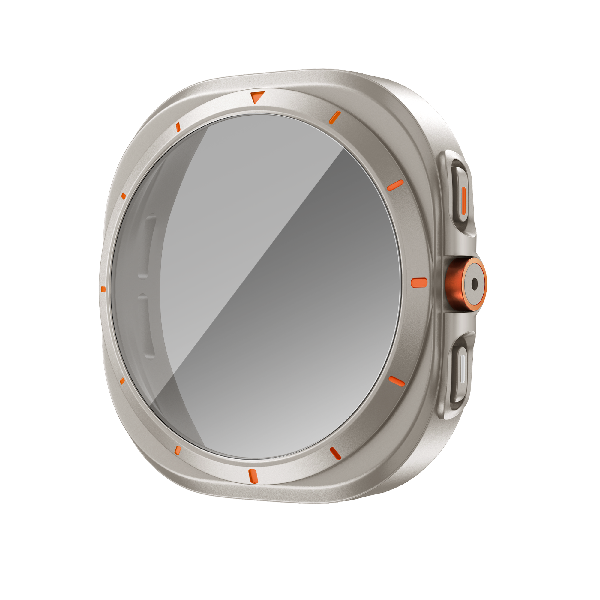 Bandz Samsung Galaxy Watch 7 - 44mm square PC hoesje met glas (titanium)