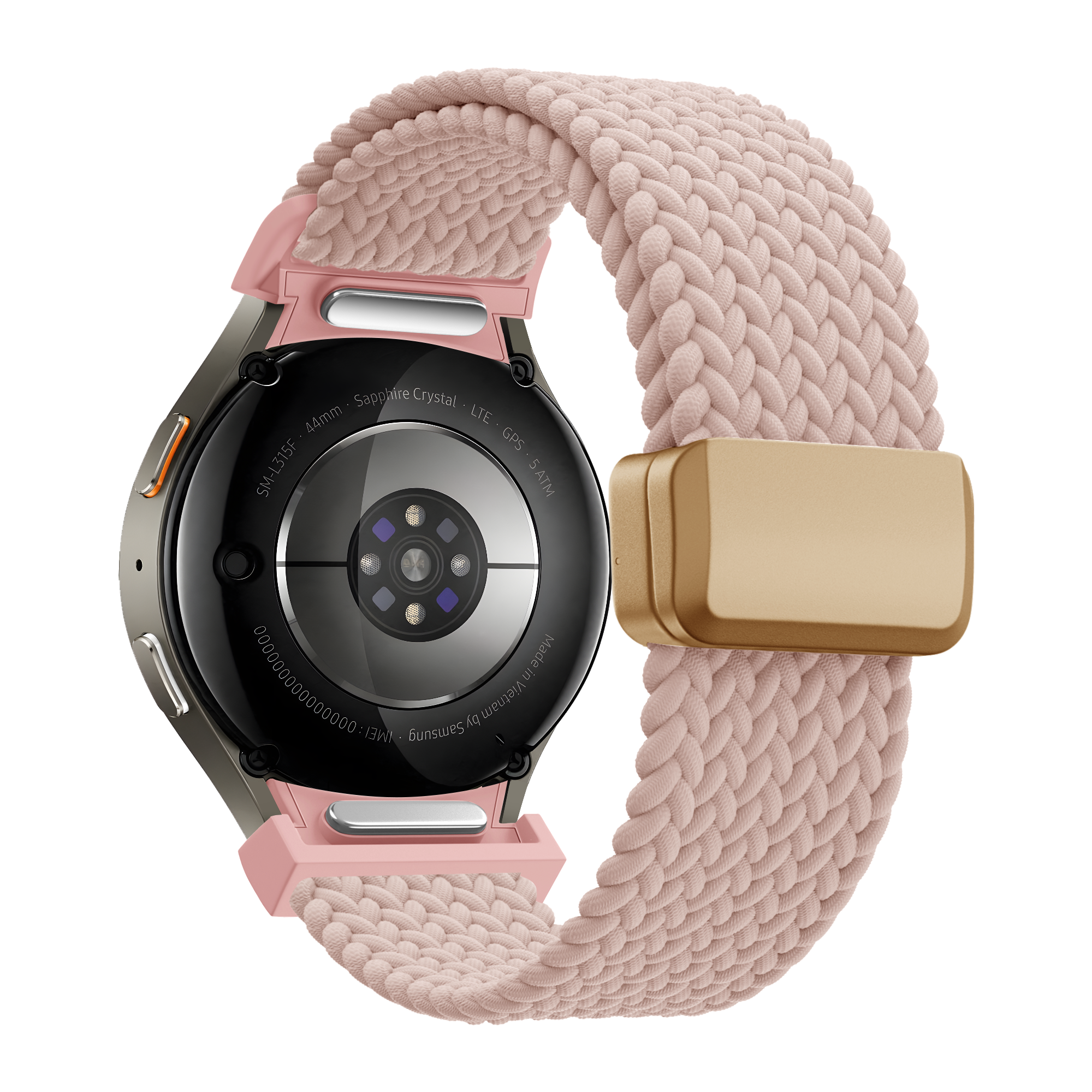 Bandz Samsung Galaxy Watch 5 - 44mm gevlochten band 'Easy fit' (roze)