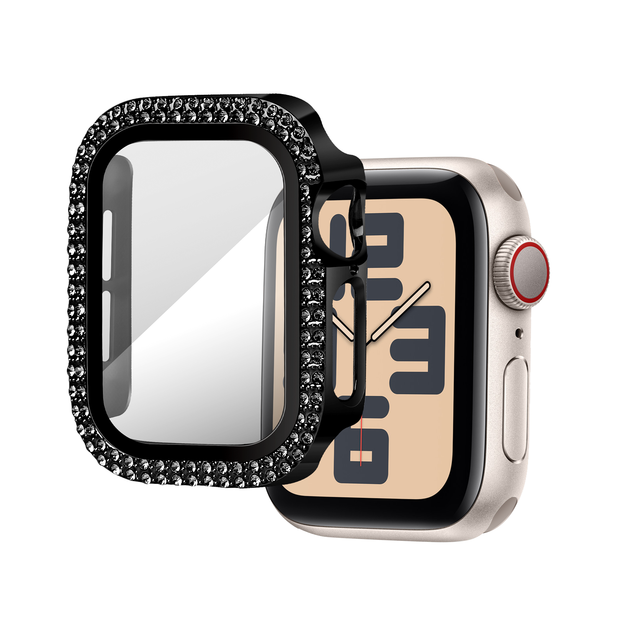 Bandz Apple Watch 10 - 42mm Diamond Case with Glass (Black)