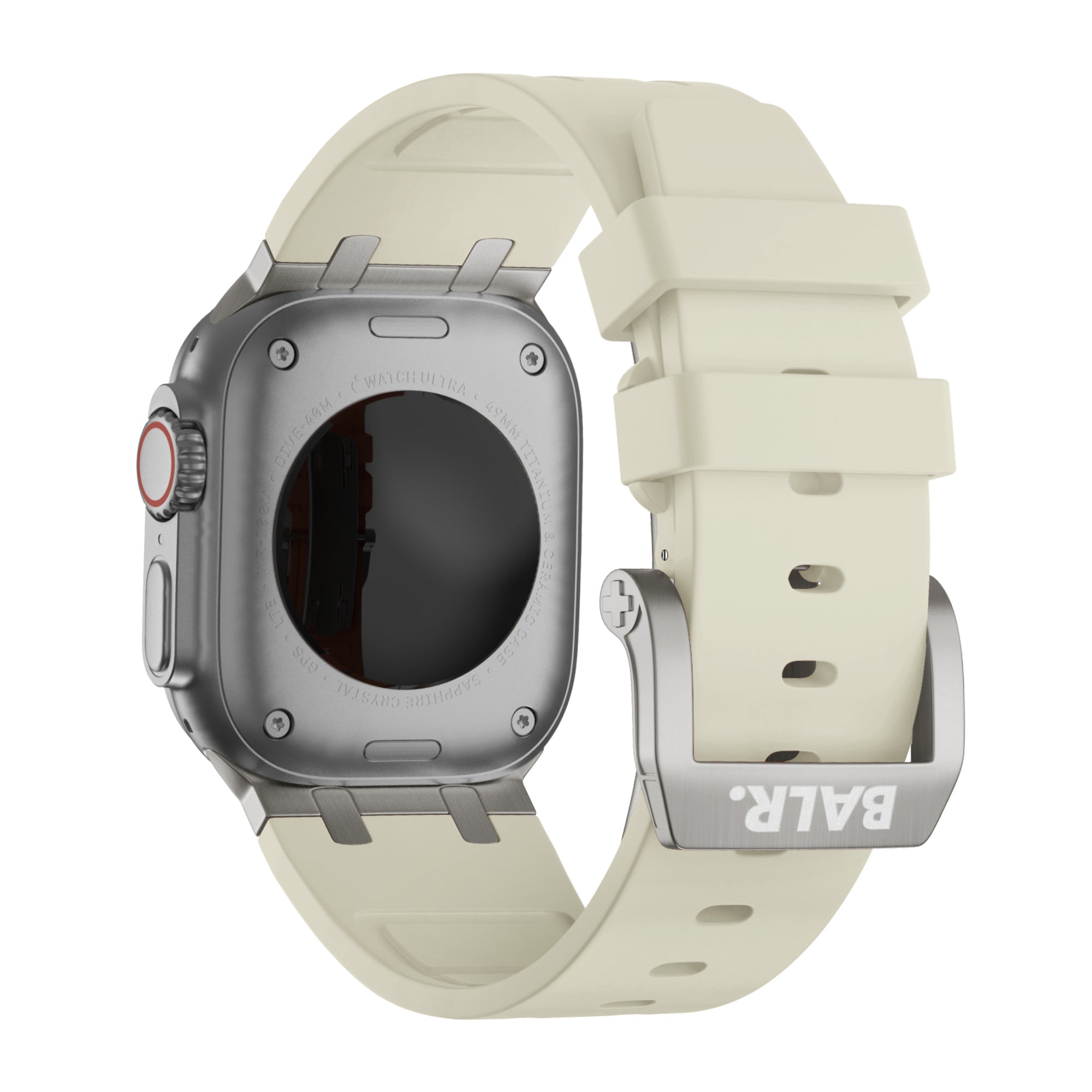 BALR Apple Watch Ultra liquid siliconen band (beige/titanium)