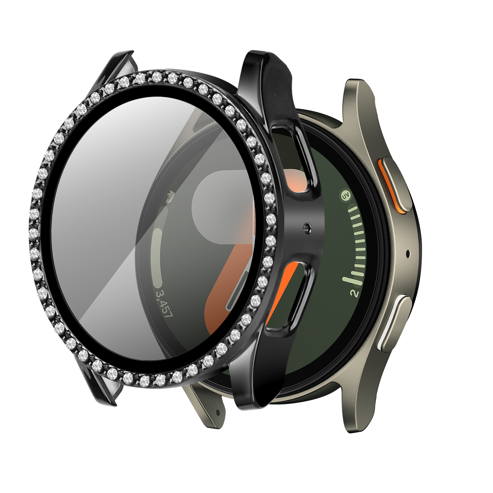 Samsung Galaxy Watch 7 - 40mm Diamond hoesje met glas (zwart)