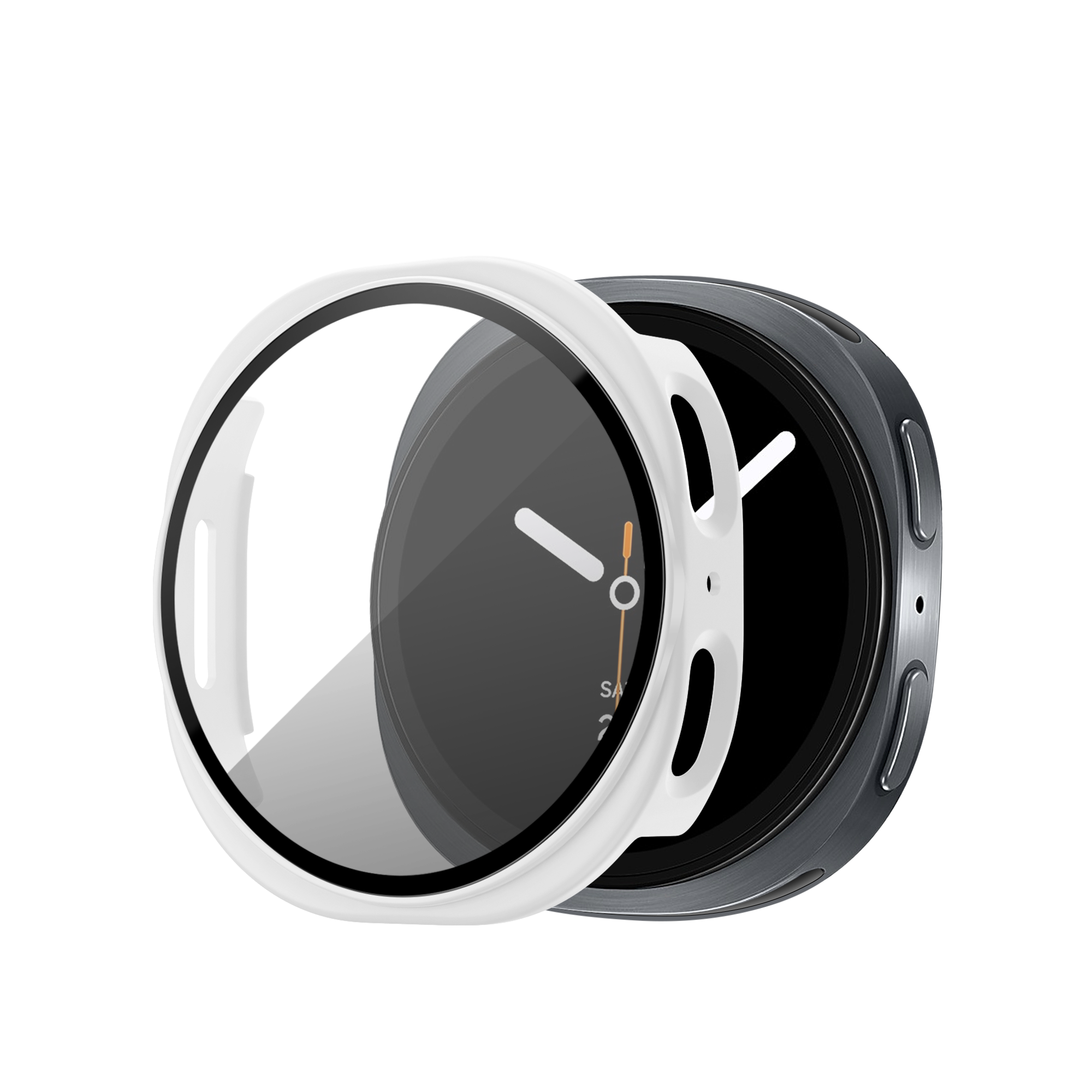 Bandz Samsung Galaxy Watch 8 - 44mm PC hoesje met glas (wit)