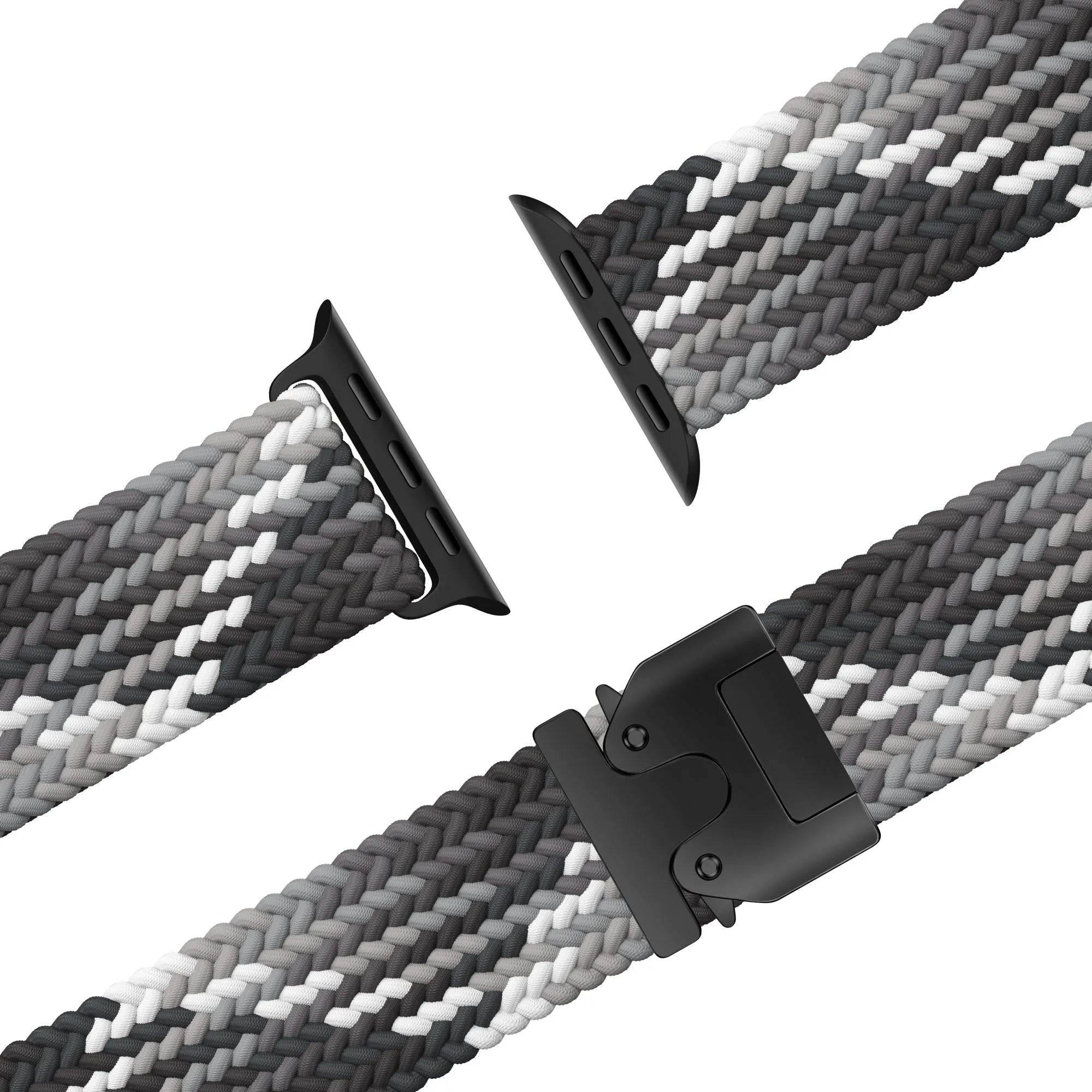 Bandz Apple Watch gevlochten nylon band met P-buckle (mandala zwart)