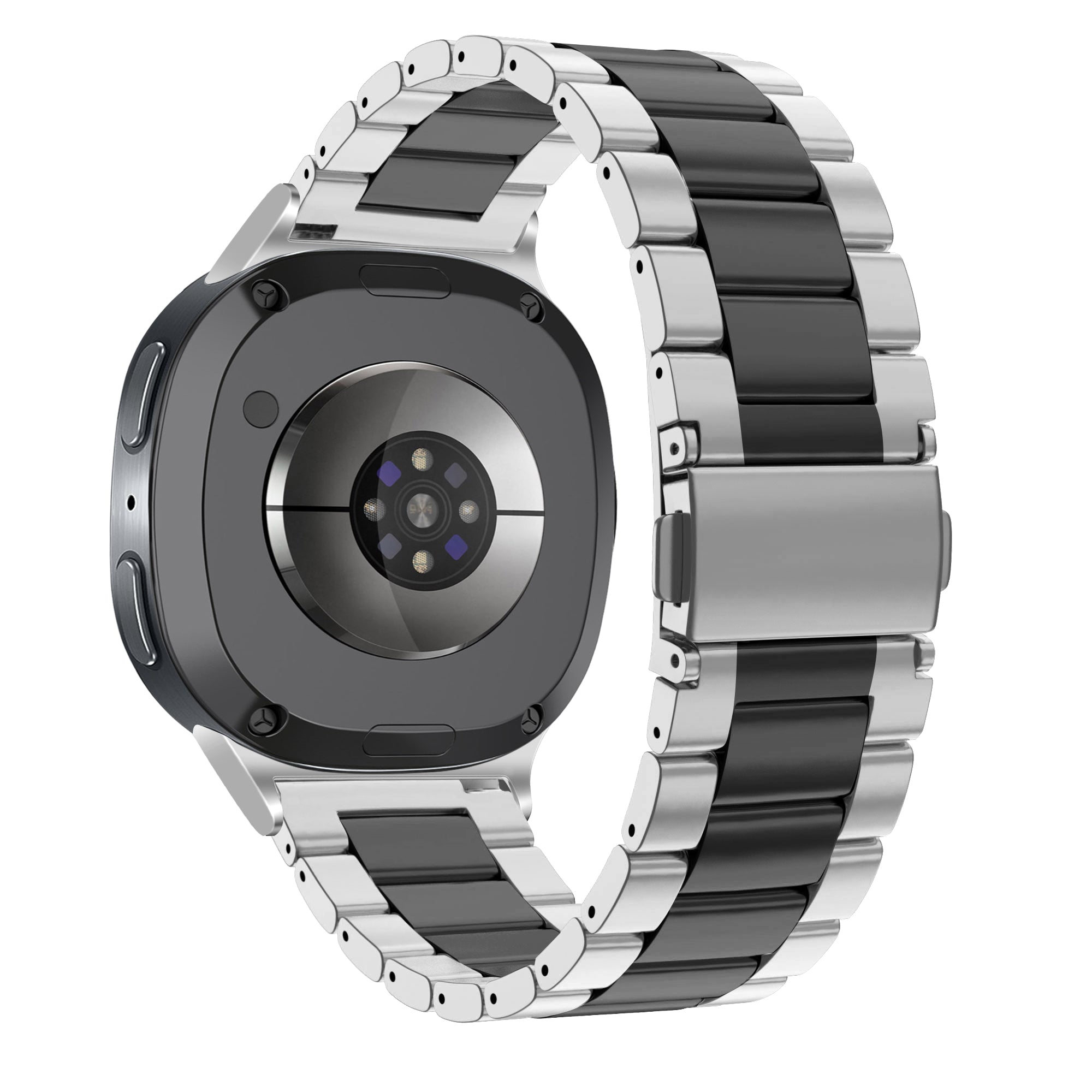 Bandz Samsung Galaxy Watch 8 Classic stalen band 'Classic' (zilver/zwart)