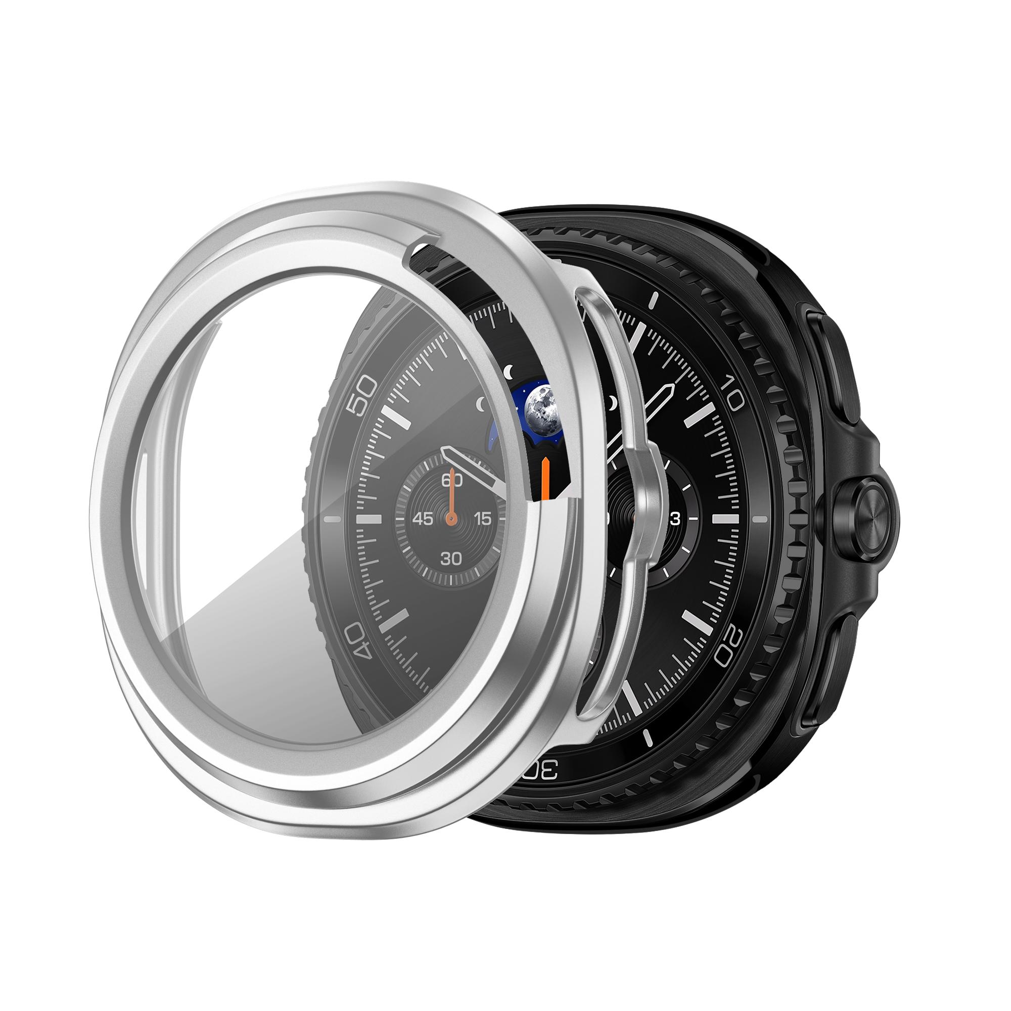 Bandz Samsung Galaxy Watch 8 Classic PC hoesje met glas (zilver)