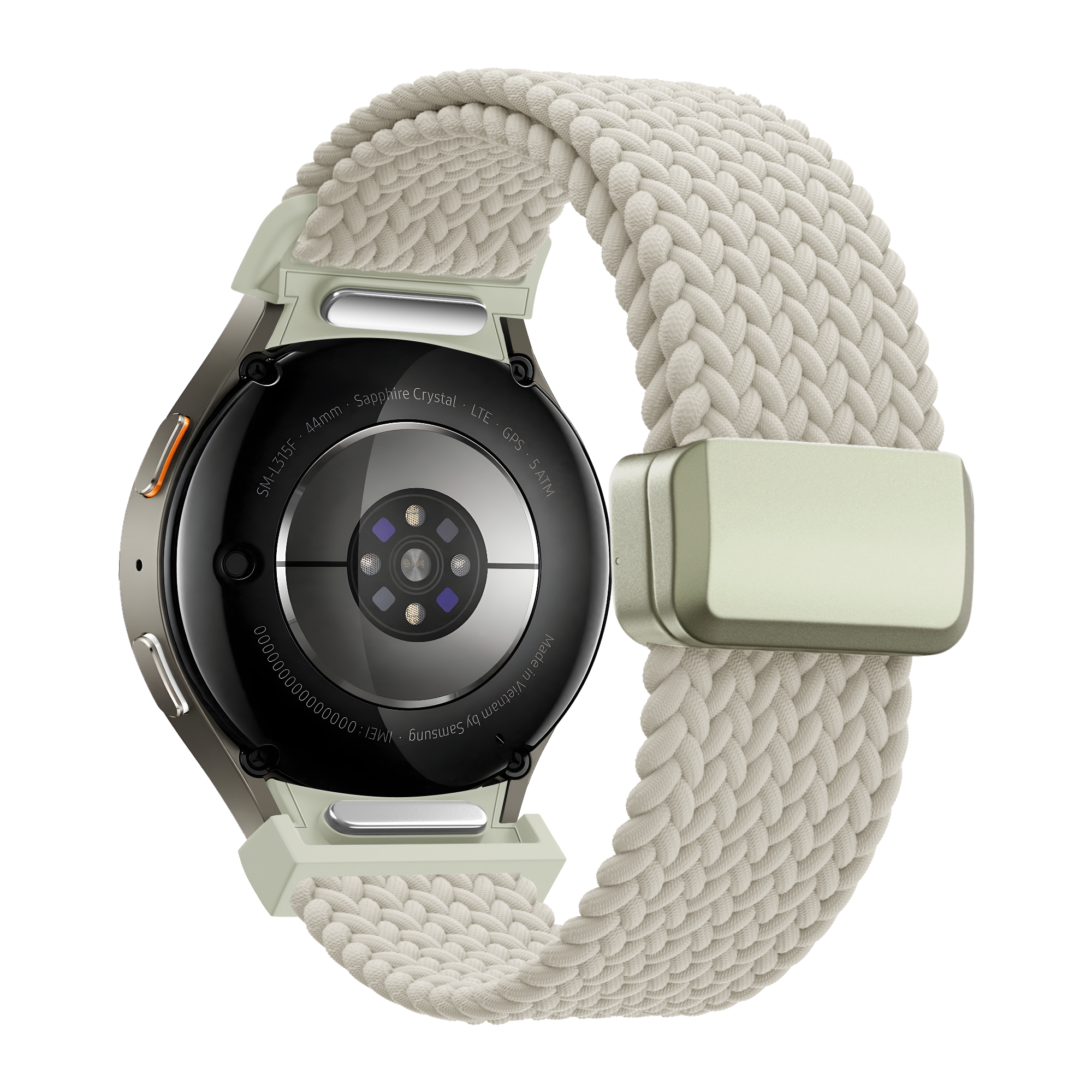 Bandz Samsung Galaxy Watch 6 - 44mm gevlochten band 'Easy fit' (sterrenlicht)