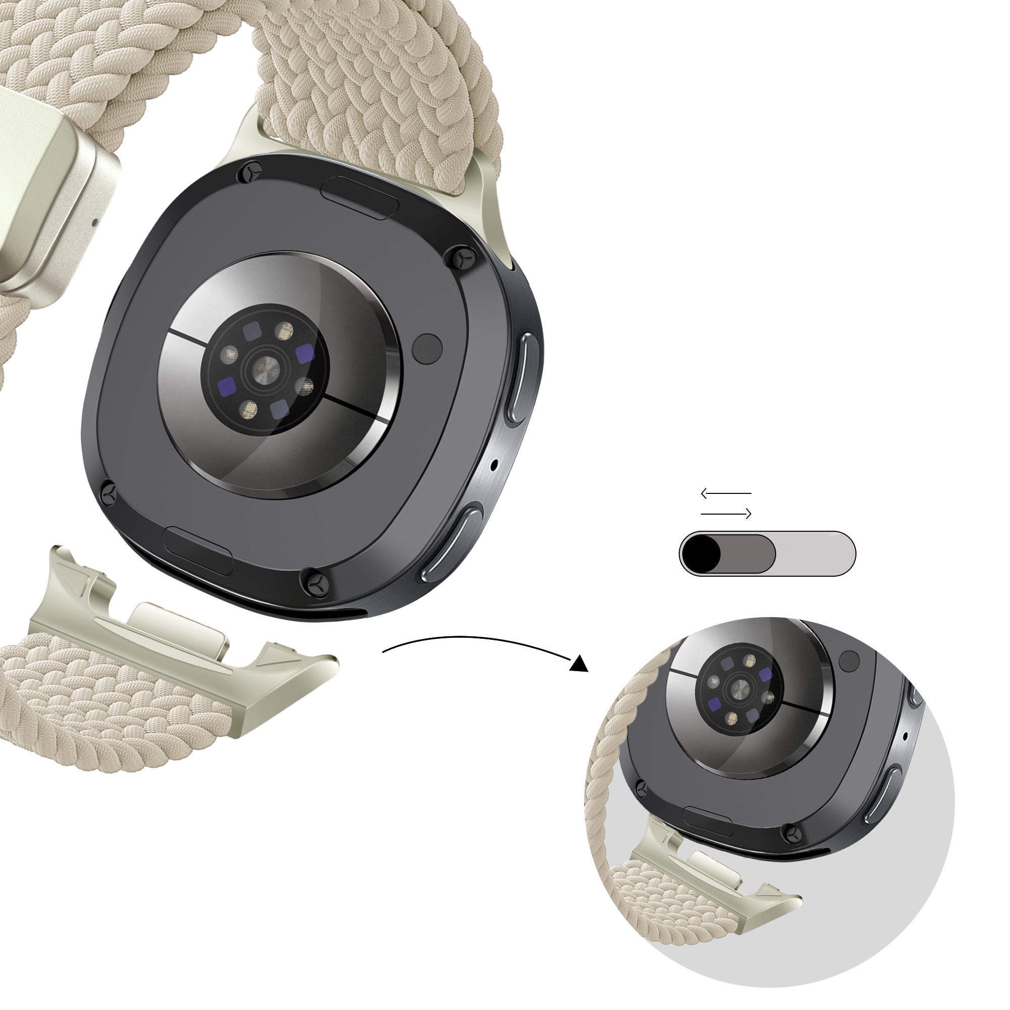 Bandz Samsung Galaxy Watch 9 - 44mm magnetisch geweven bandje (sterrenlicht)