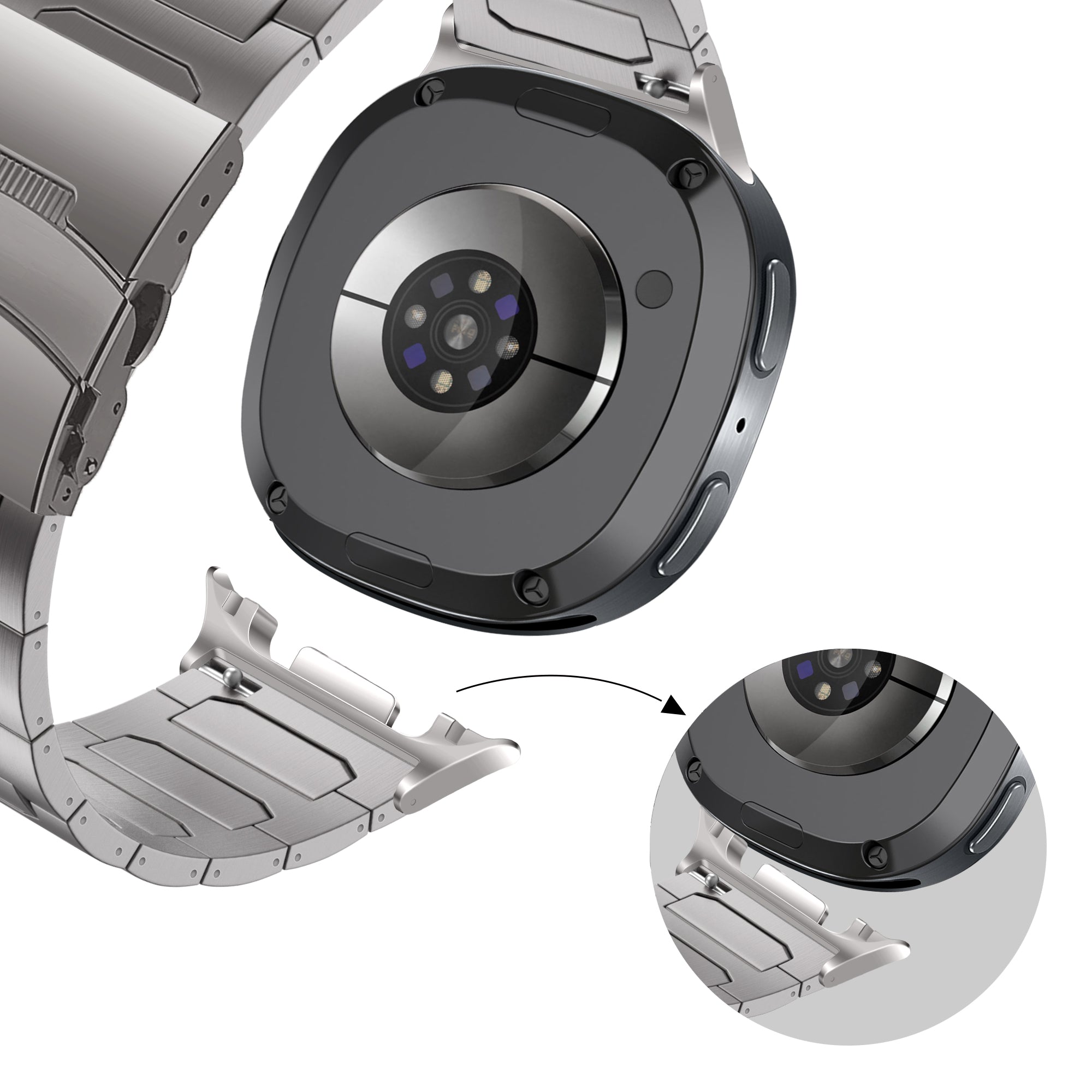 Bandz Samsung Galaxy Watch 8 - 40mm titanium band 'Deluxe' (titanium)