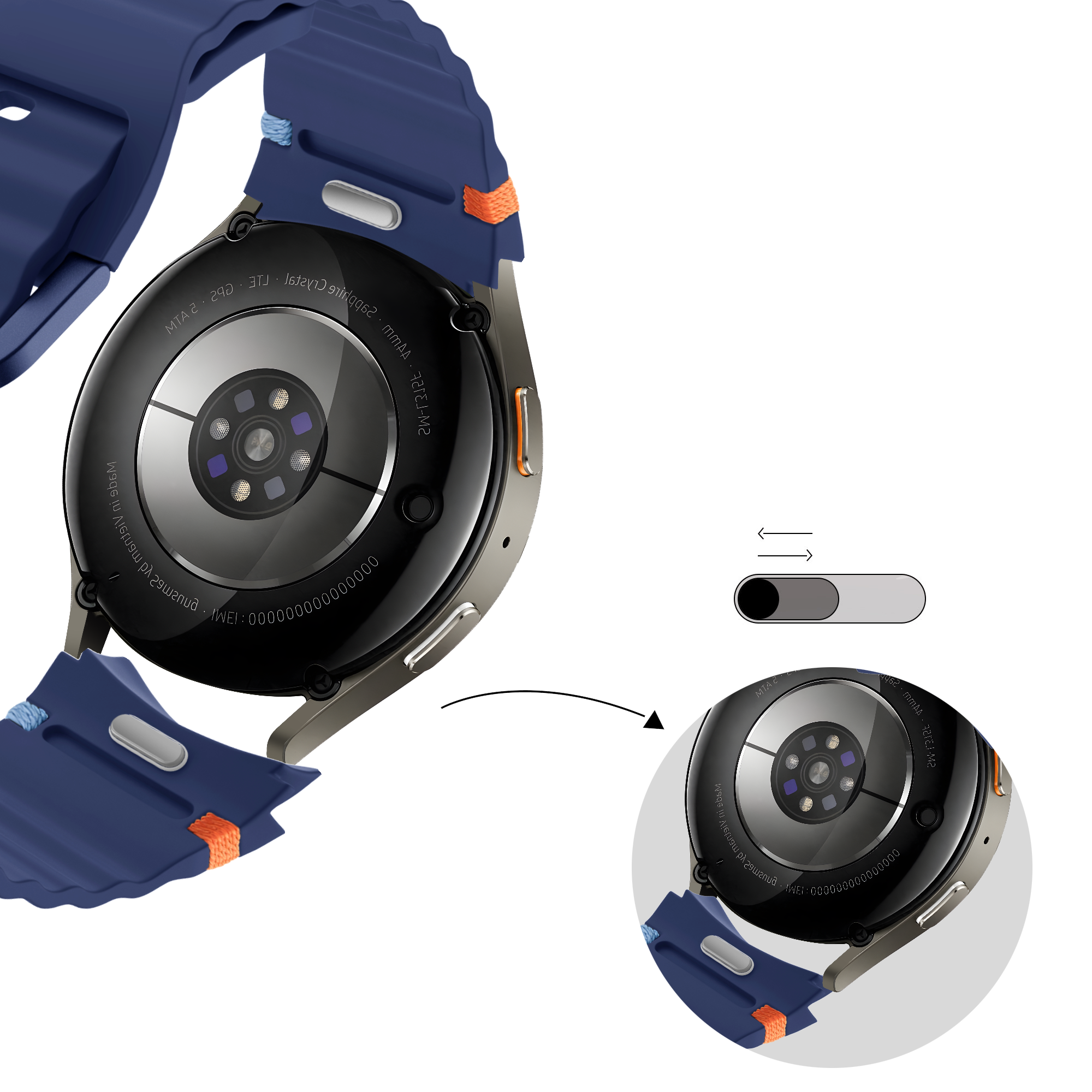 Bandz Samsung Galaxy Watch 6 Classic - 43mm wave band 'Easy fit' (donkerblauw)