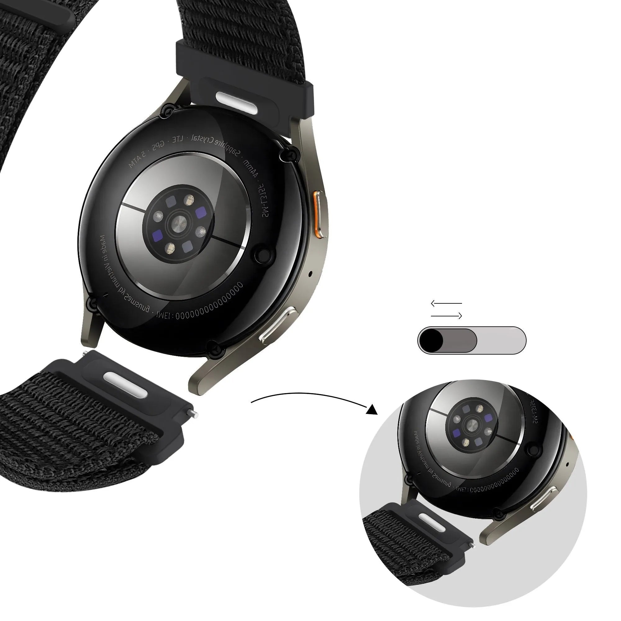 Bandz Polar Ignite 3 nylon band 'Easy fit' (zwart)