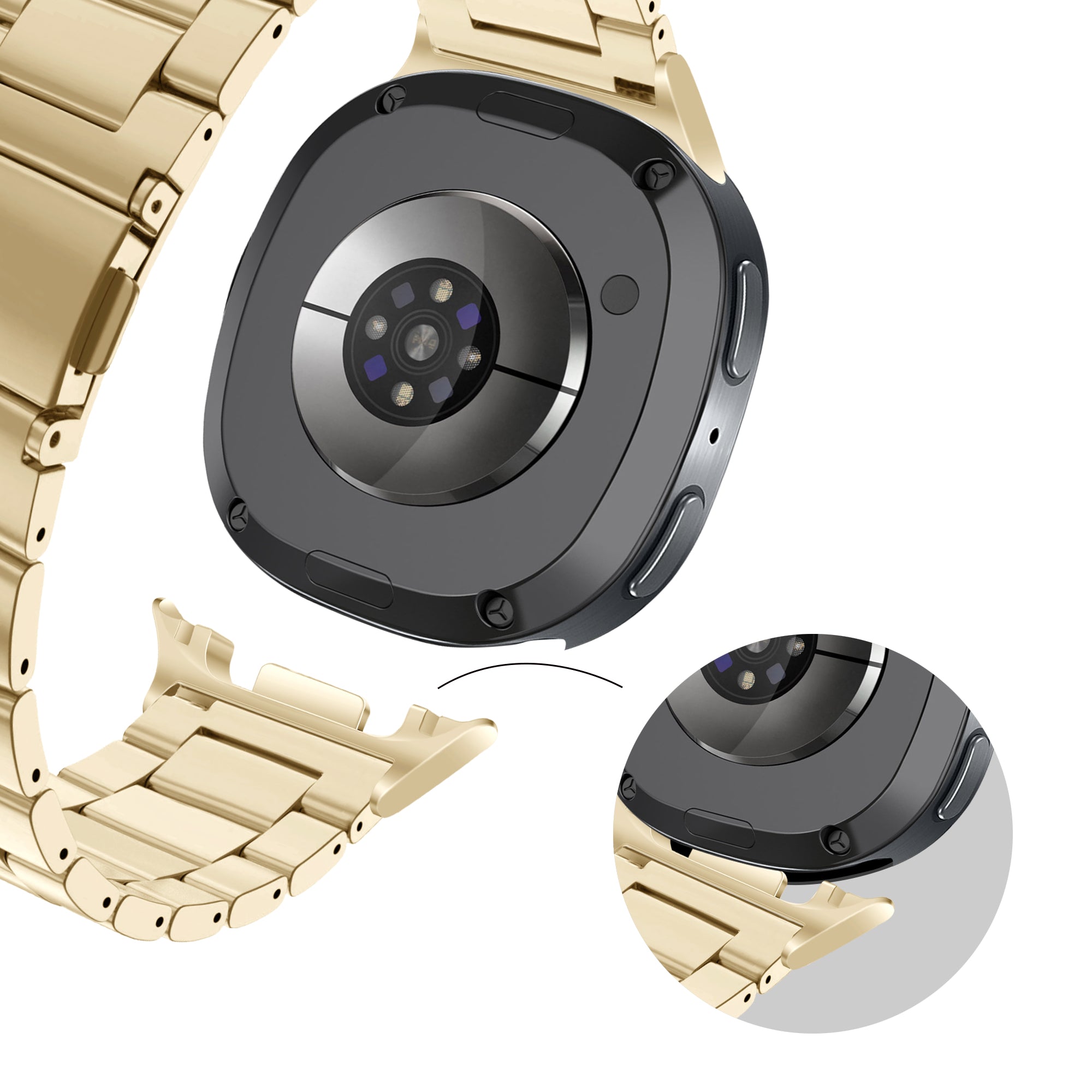 Bandz Samsung Galaxy Watch 8 Classic Steel Strap 'Classic' (Retro Gold)