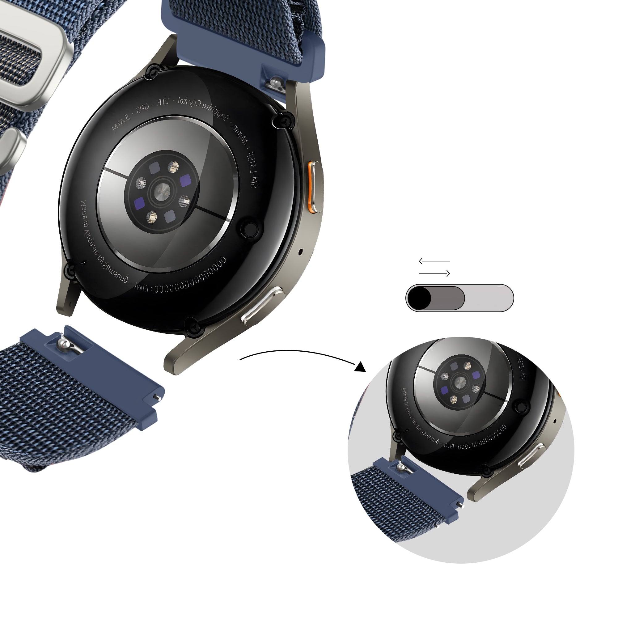 Bandz Samsung Galaxy Watch 4 - 40mm Alpine nylon band (grijsblauw)