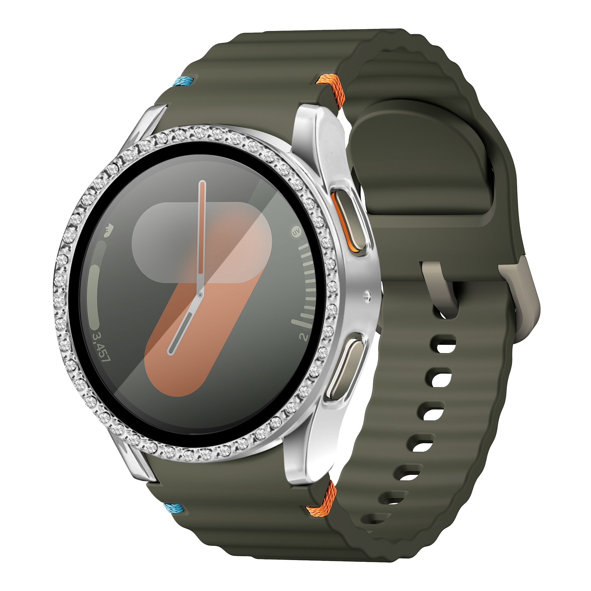 Samsung Galaxy Watch 7 - 40mm Diamond hoesje met glas (zilver)