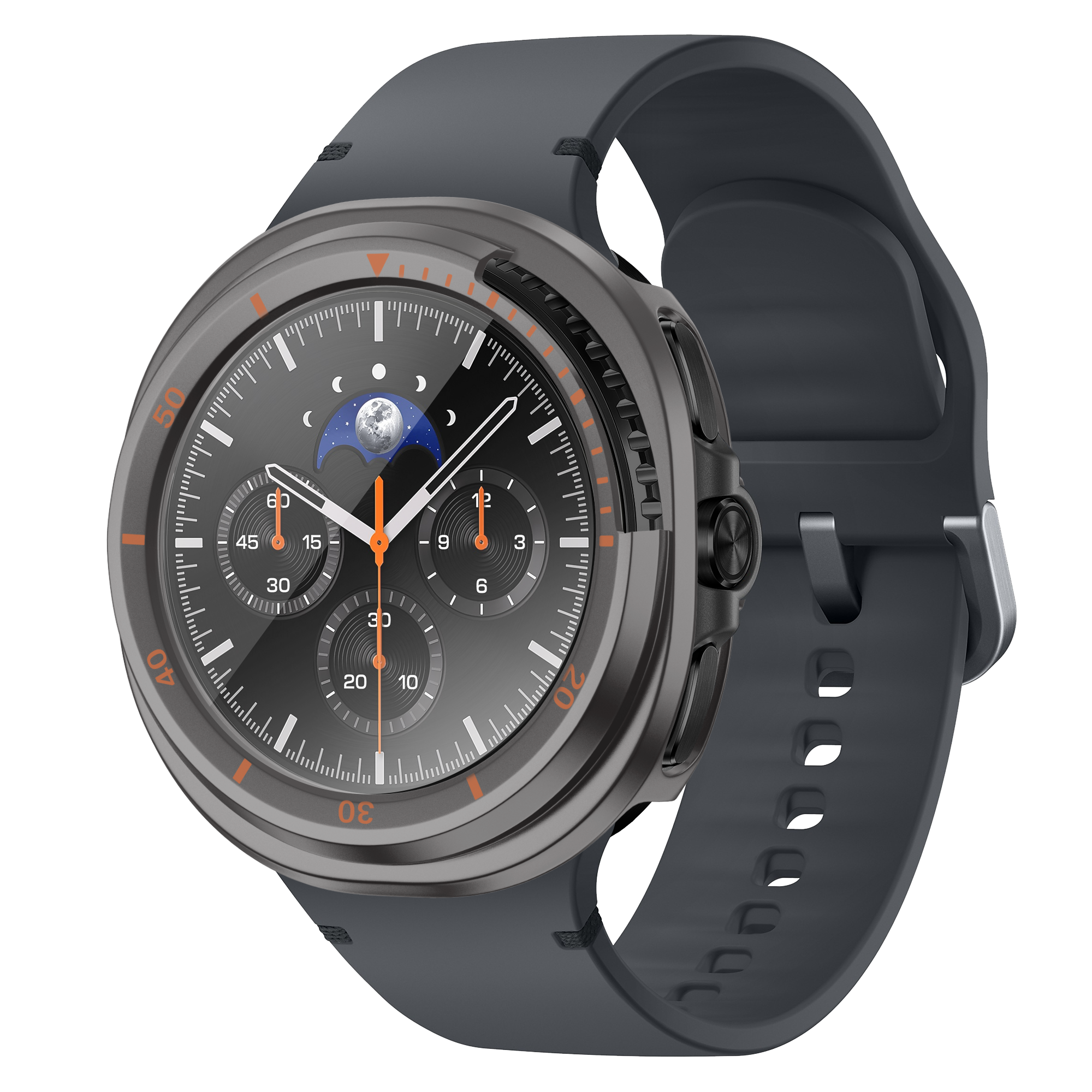 Bandz Samsung Galaxy Watch 8 Classic Bezel Cover with Glass (Titanium Grey/Orange)