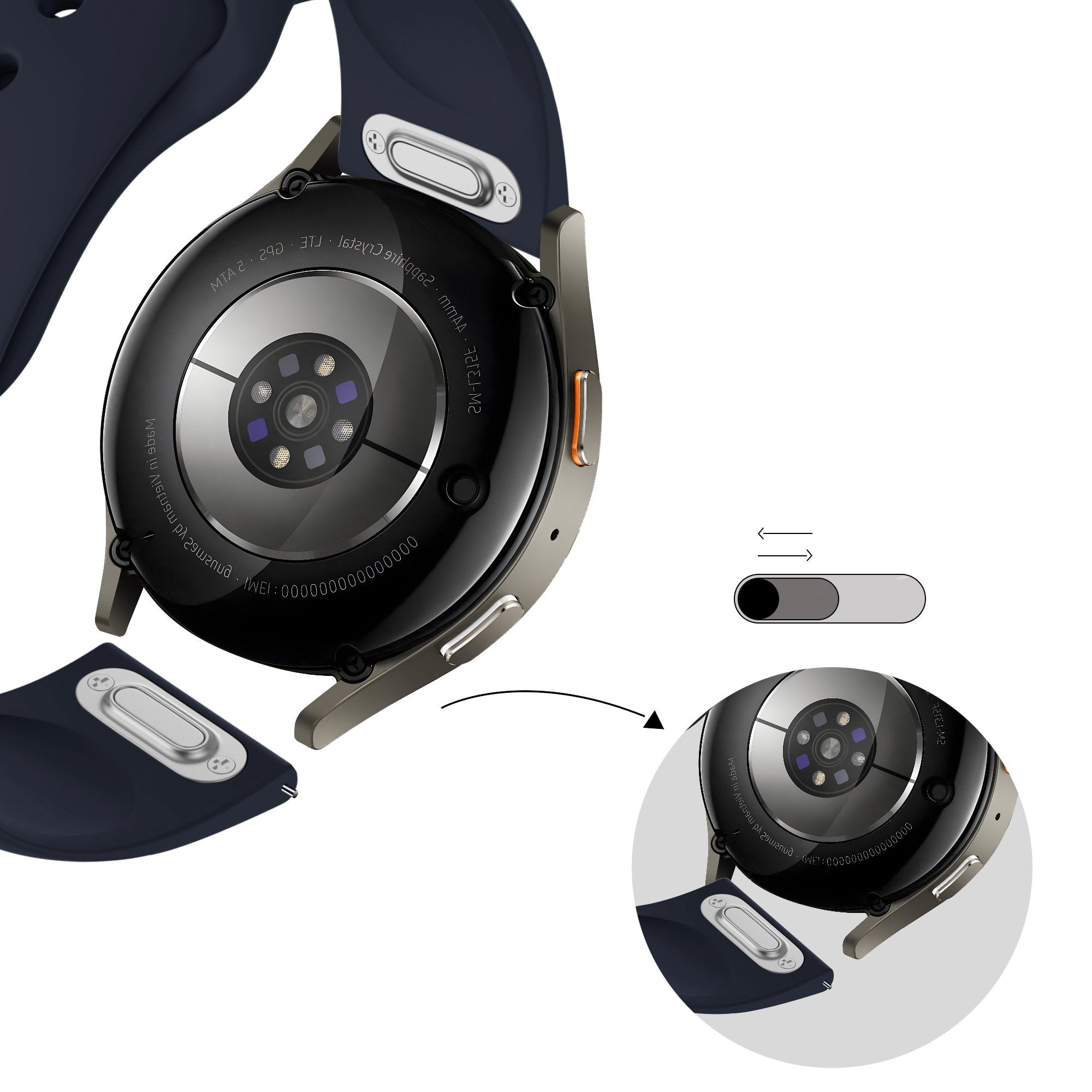 Bandz Samsung Galaxy Watch 6 - 44mm sport band 'Easy fit' (donkerblauw)