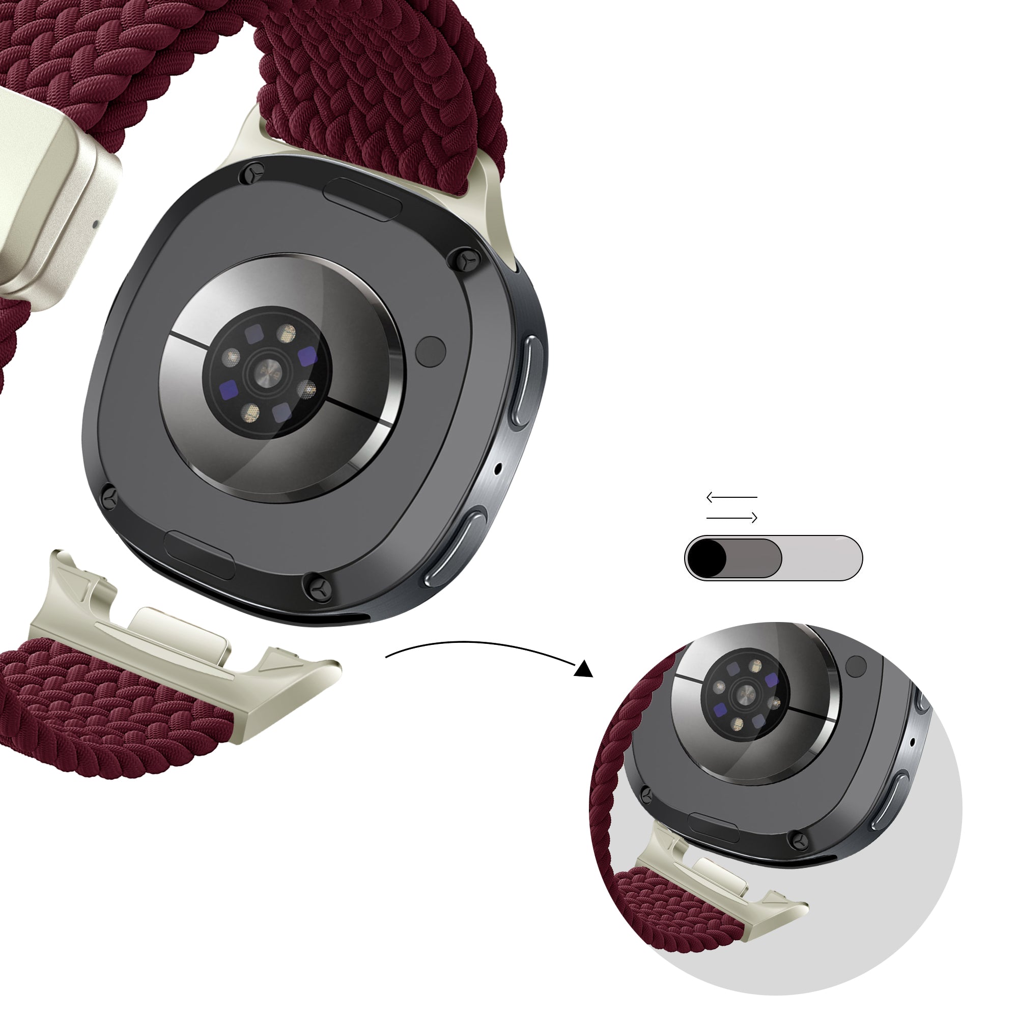 Bandz Samsung Galaxy Watch 8 - 40mm magnetisch geweven bandje (wijnrood)