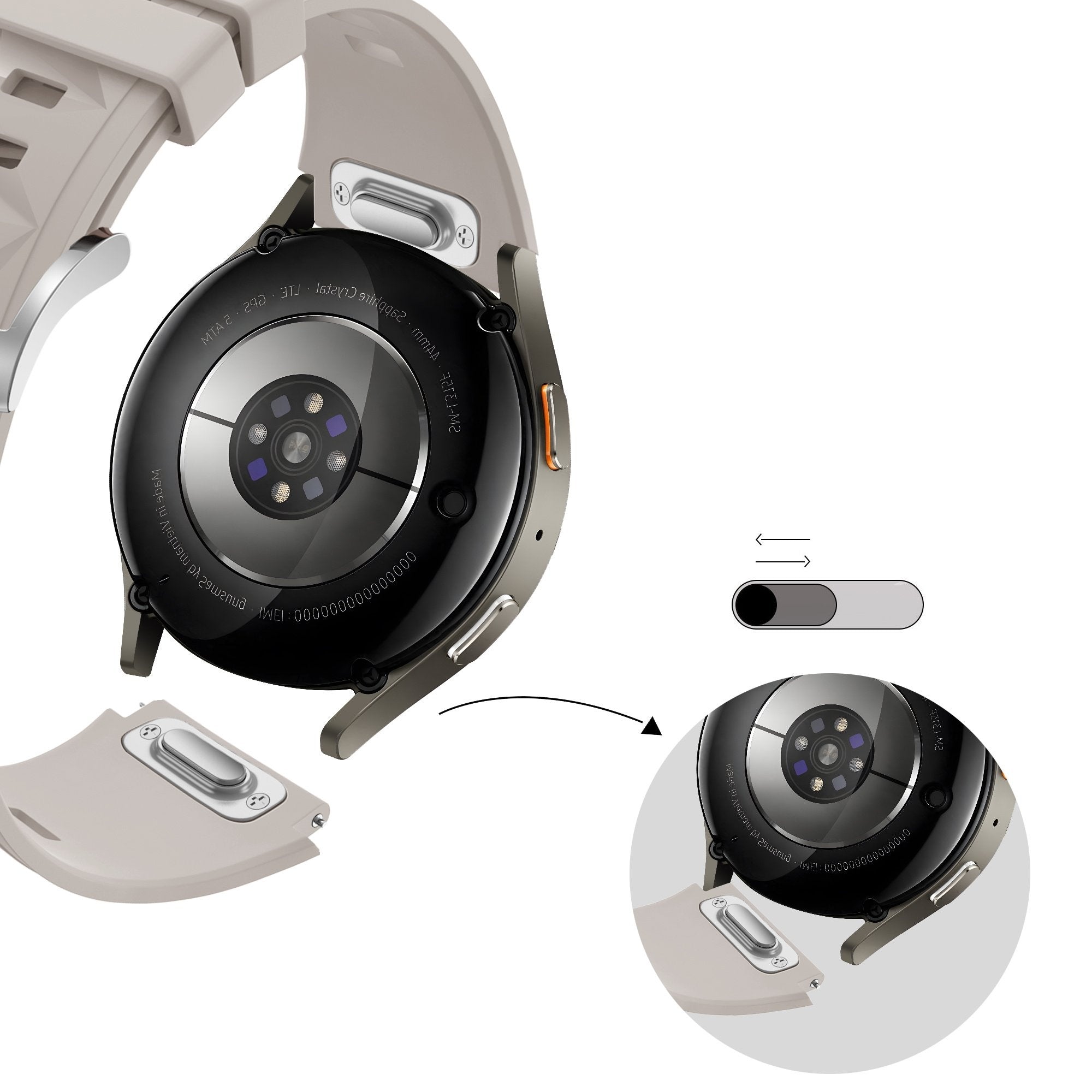 Bandz Huawei Watch GT 6 - 41mm Silicone Strap 'Easy fit' (Starlight)