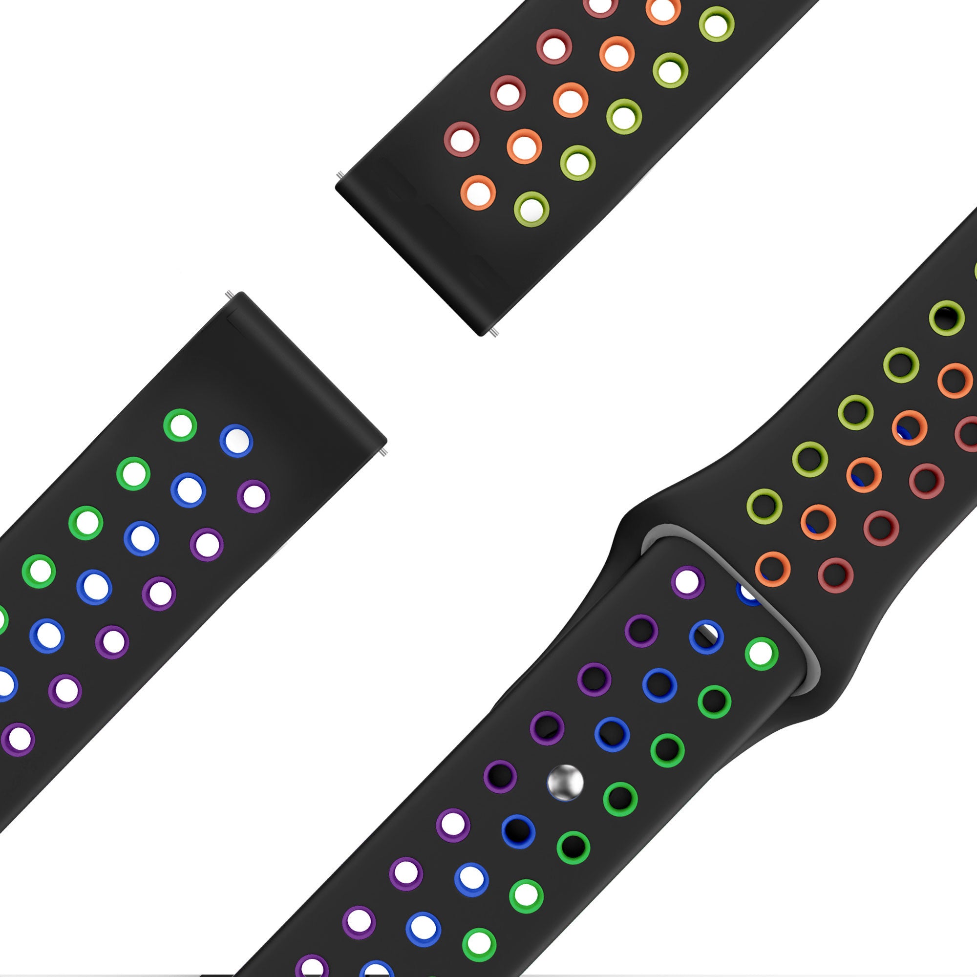 Bandz Amazfit Active 2 sport band 'Deluxe' (zwart/rainbow)