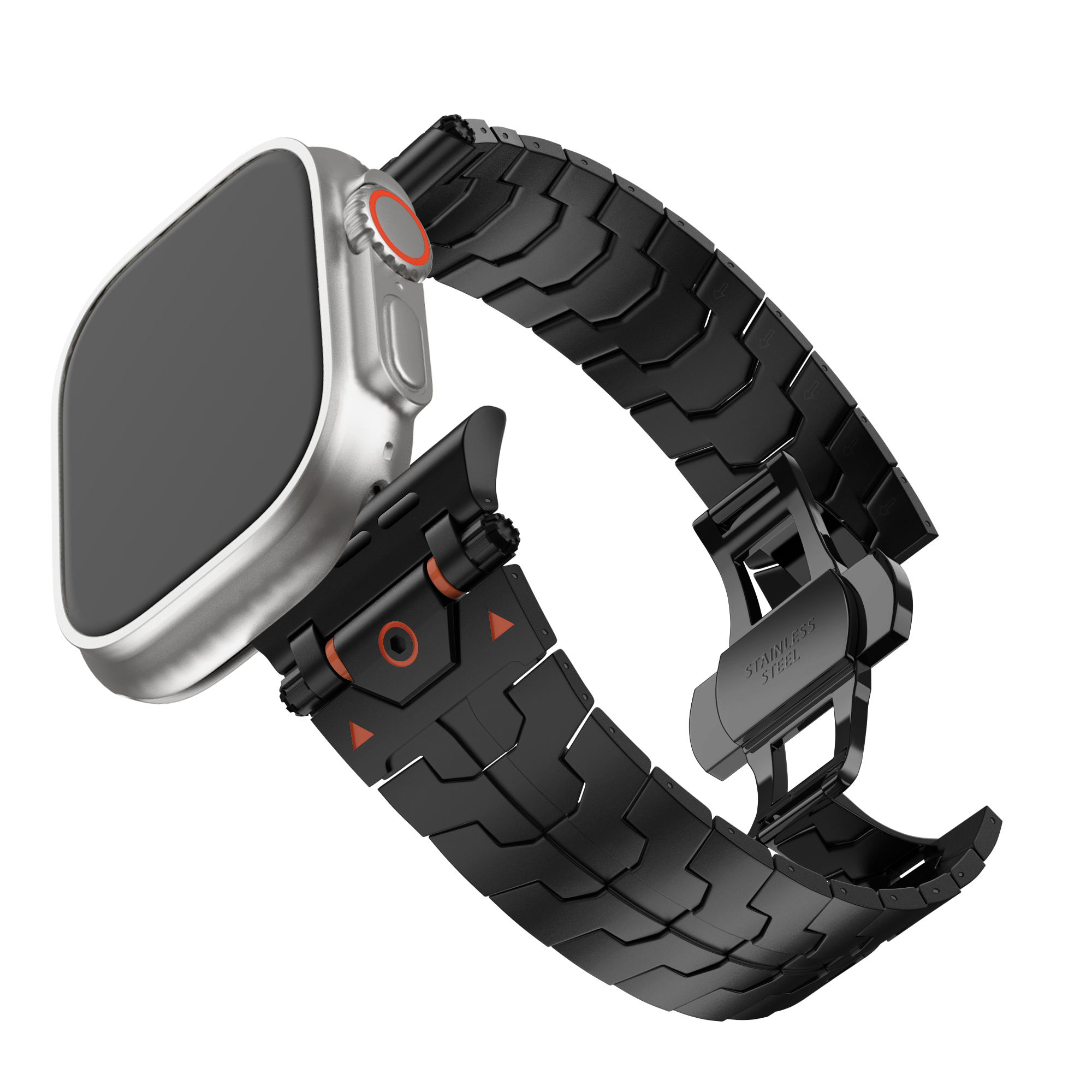 Bandz Apple Watch metalen grain band 'Deluxe' (zwart)