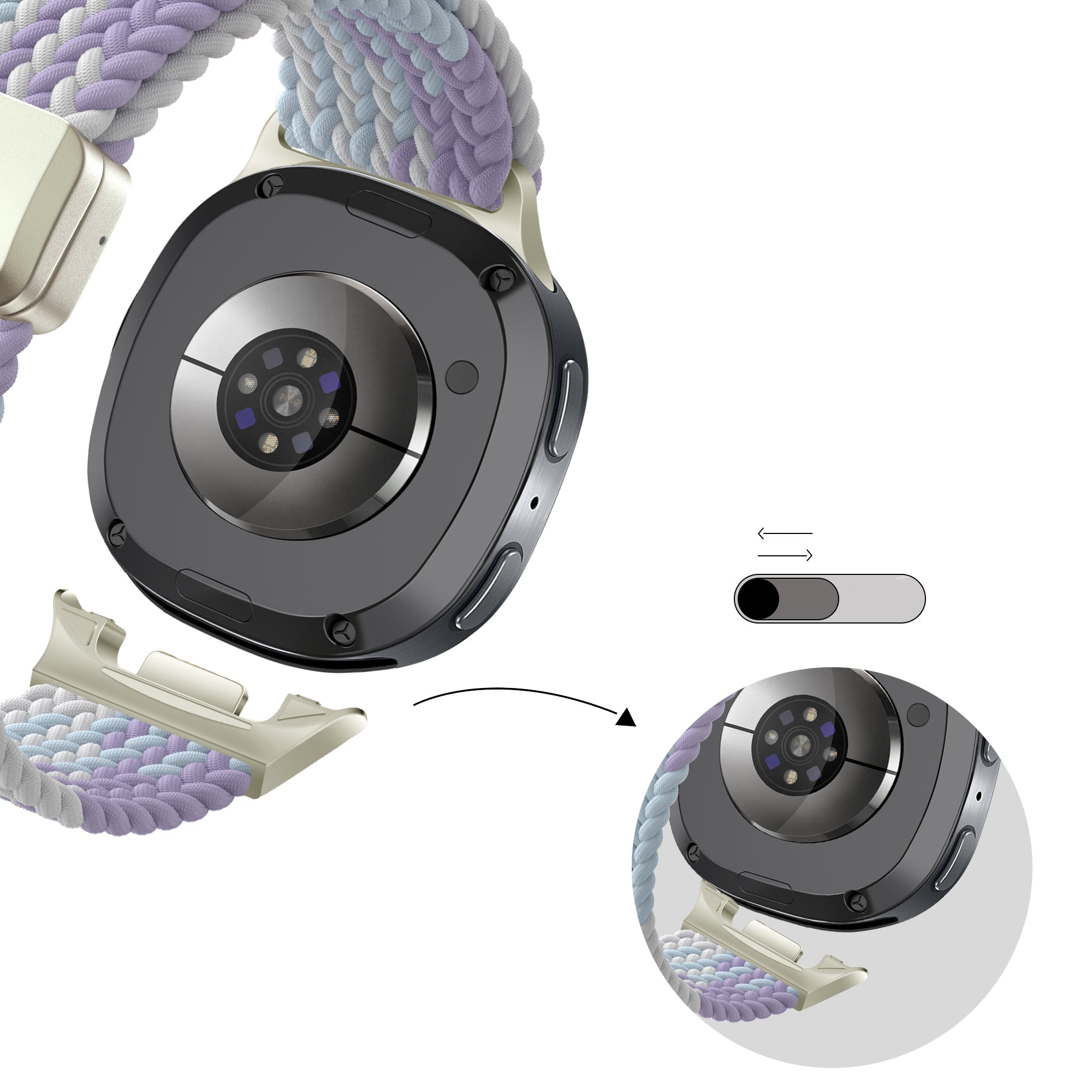 Bandz Samsung Galaxy Watch 8 - 44mm magnetisch geweven bandje (paars mix)