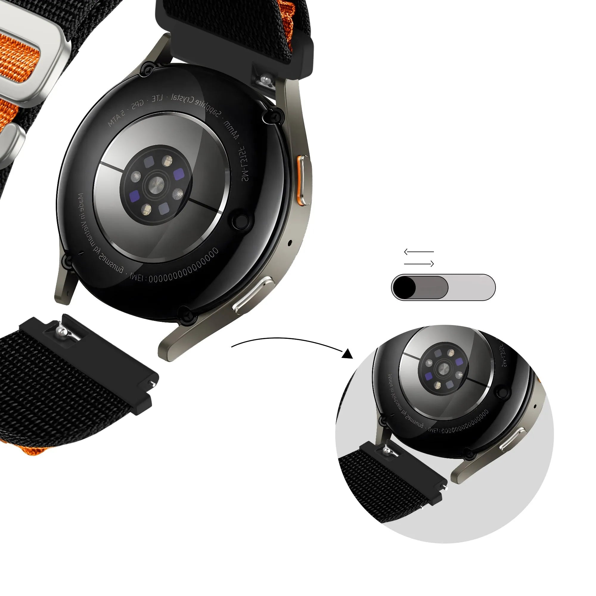 Bandz Polar Pacer Alpine nylon band (zwart/oranje)