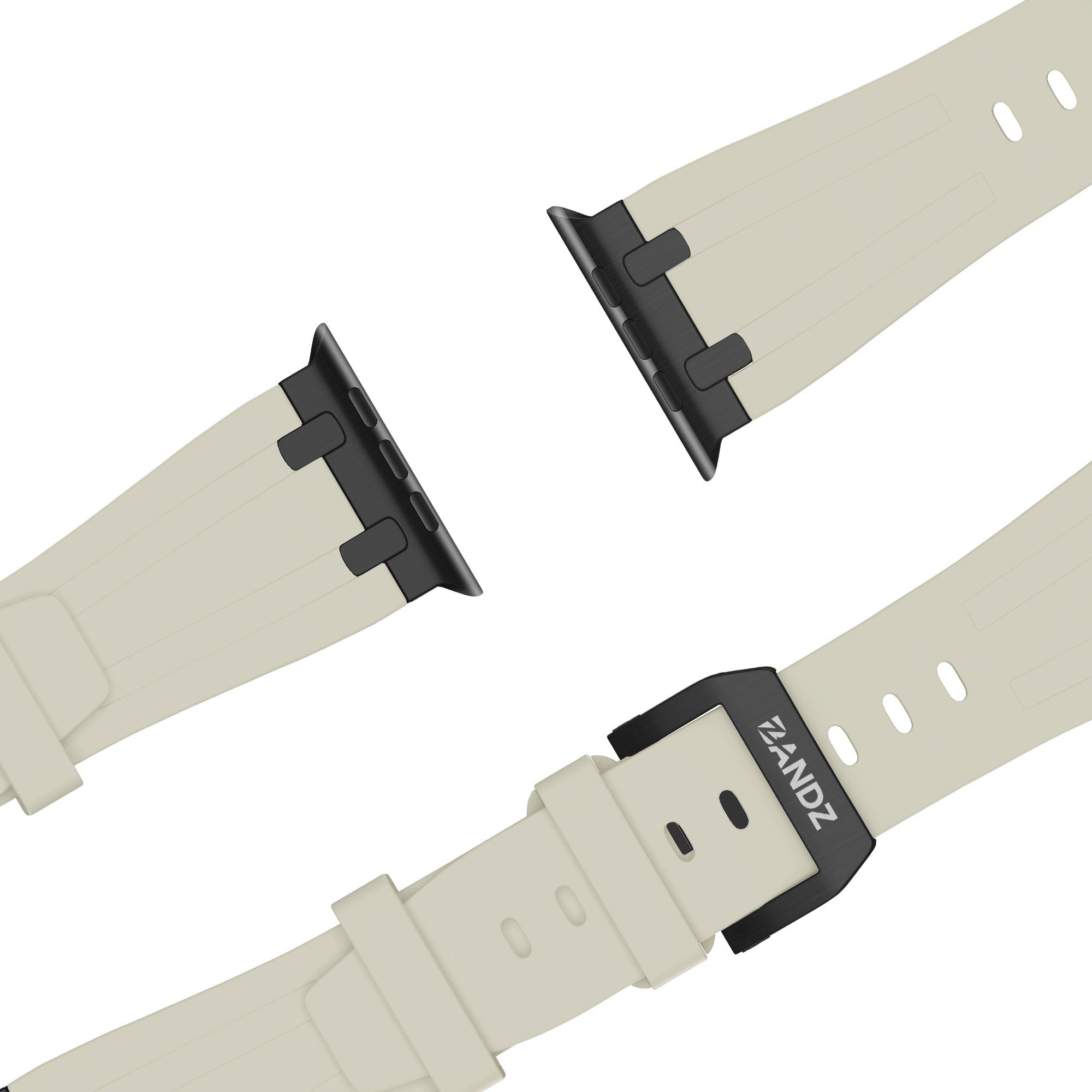 Bandz Apple Watch siliconen band 'Luxe Liquid' (beige met zwart)