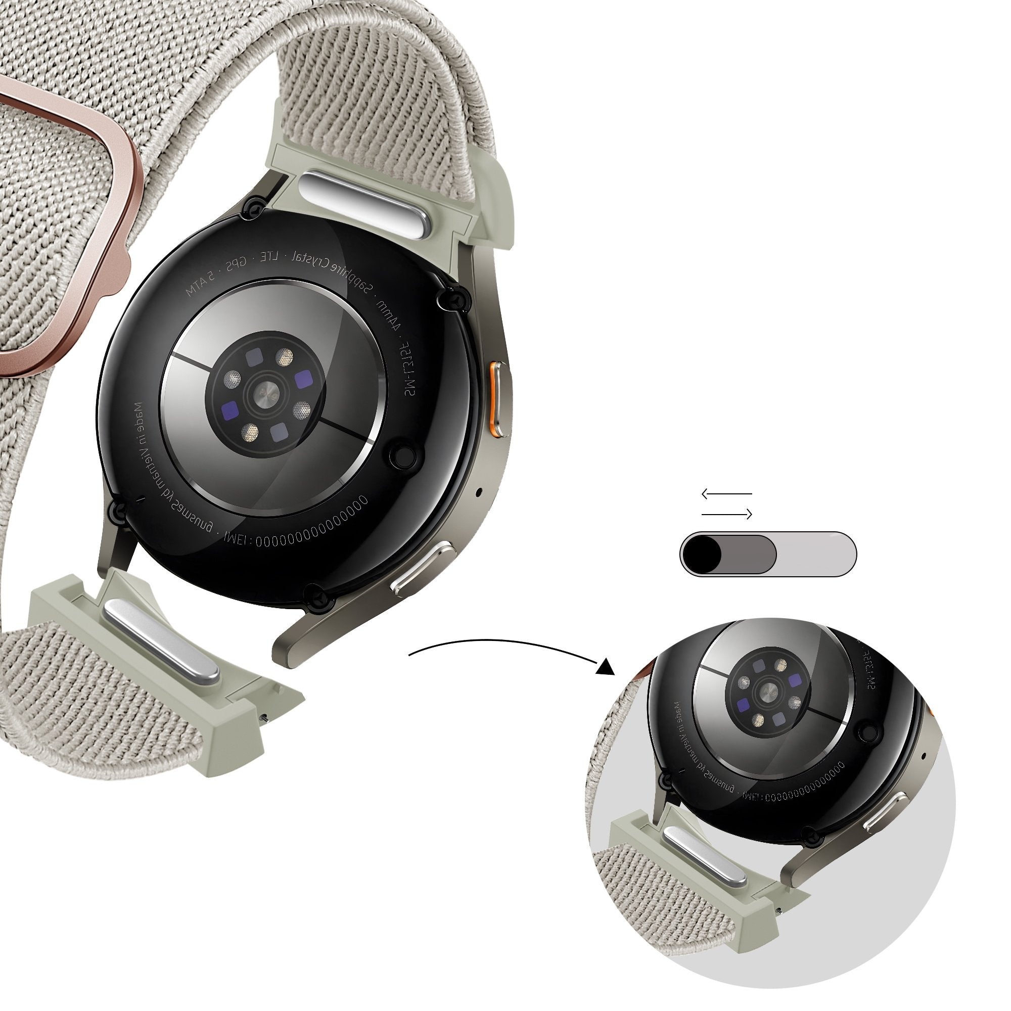 Bandz Samsung Galaxy Watch 7 - 40mm elastische band 'Easy fit' (beige)