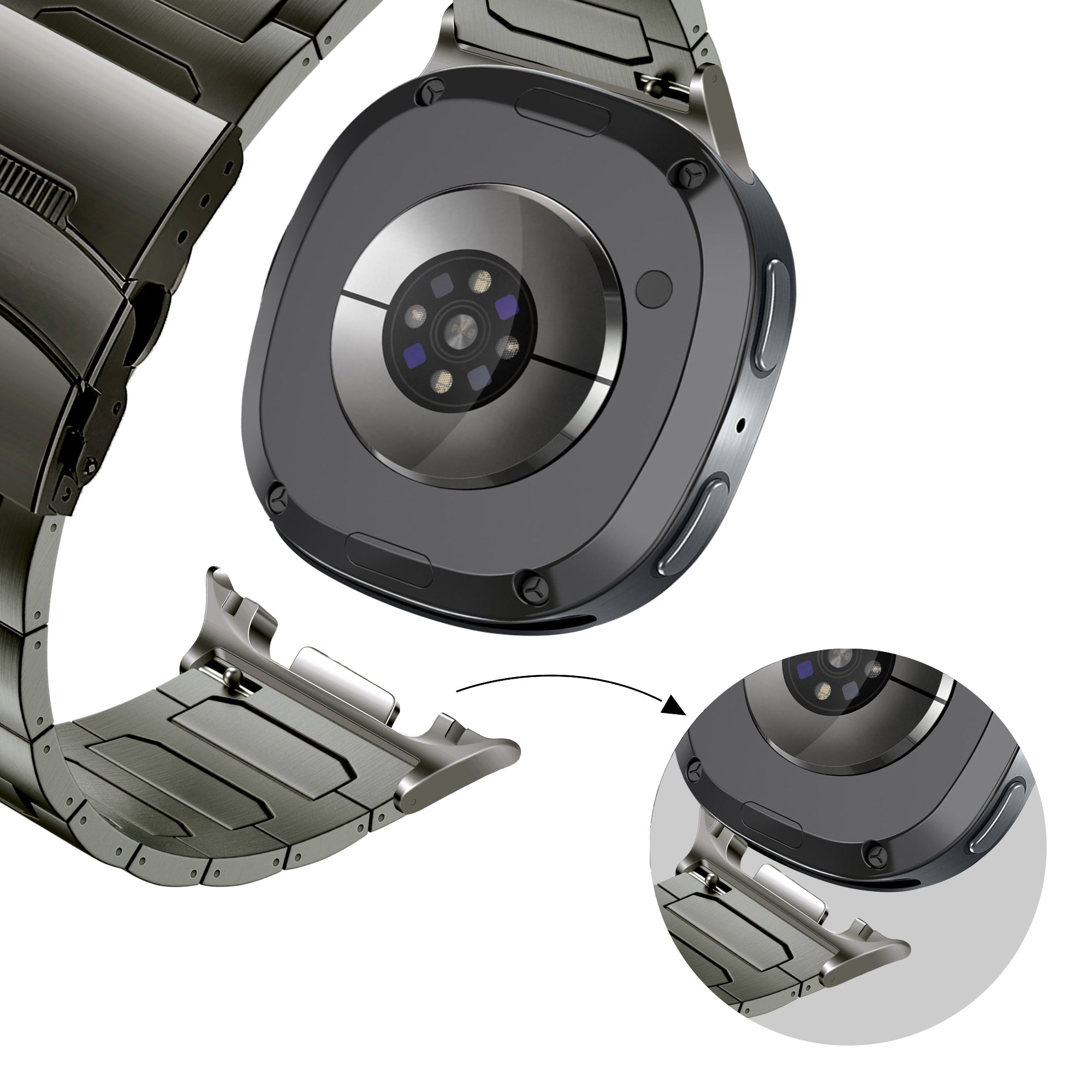 Bandz Samsung Galaxy Watch 8 - 44mm titanium band 'Deluxe' (grafiet)