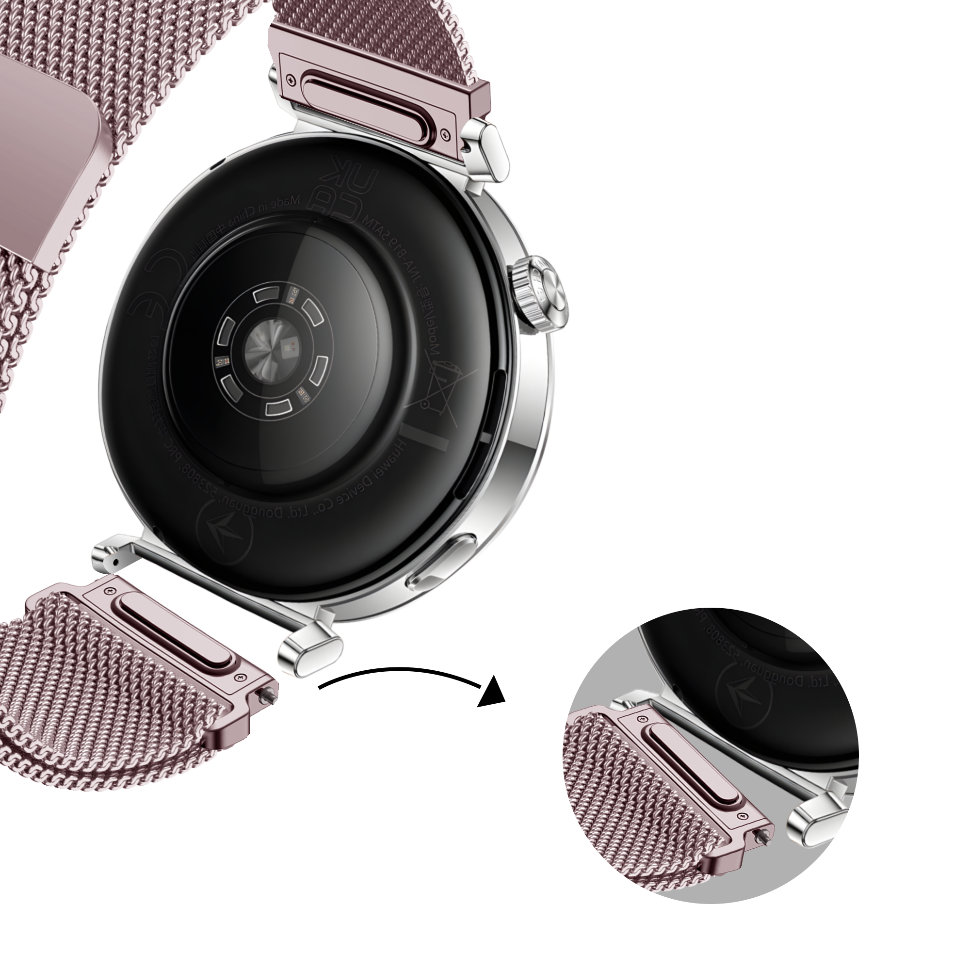 Bandz Withings ScanWatch Light Milanese band 'Easy fit' (roze)