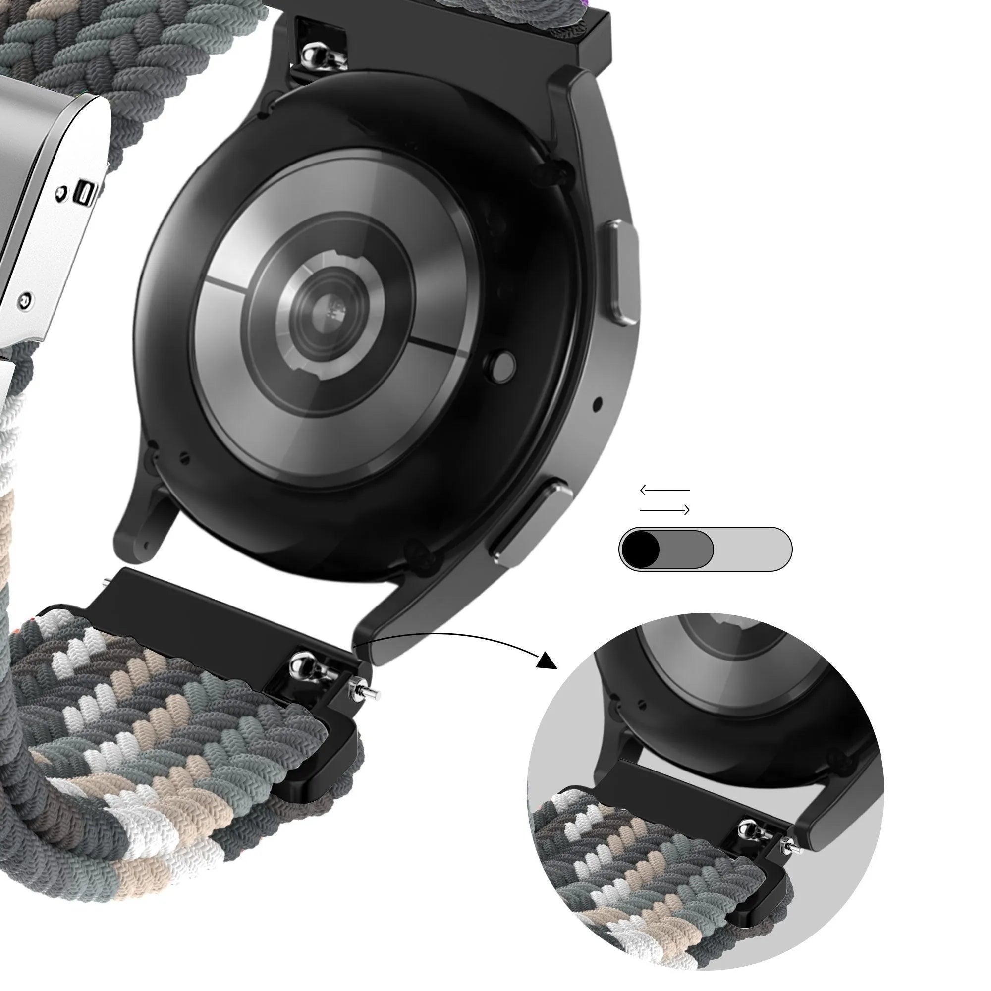 Bandz Xiaomi Amazfit GTS gevlochten nylon band (zwart mix)