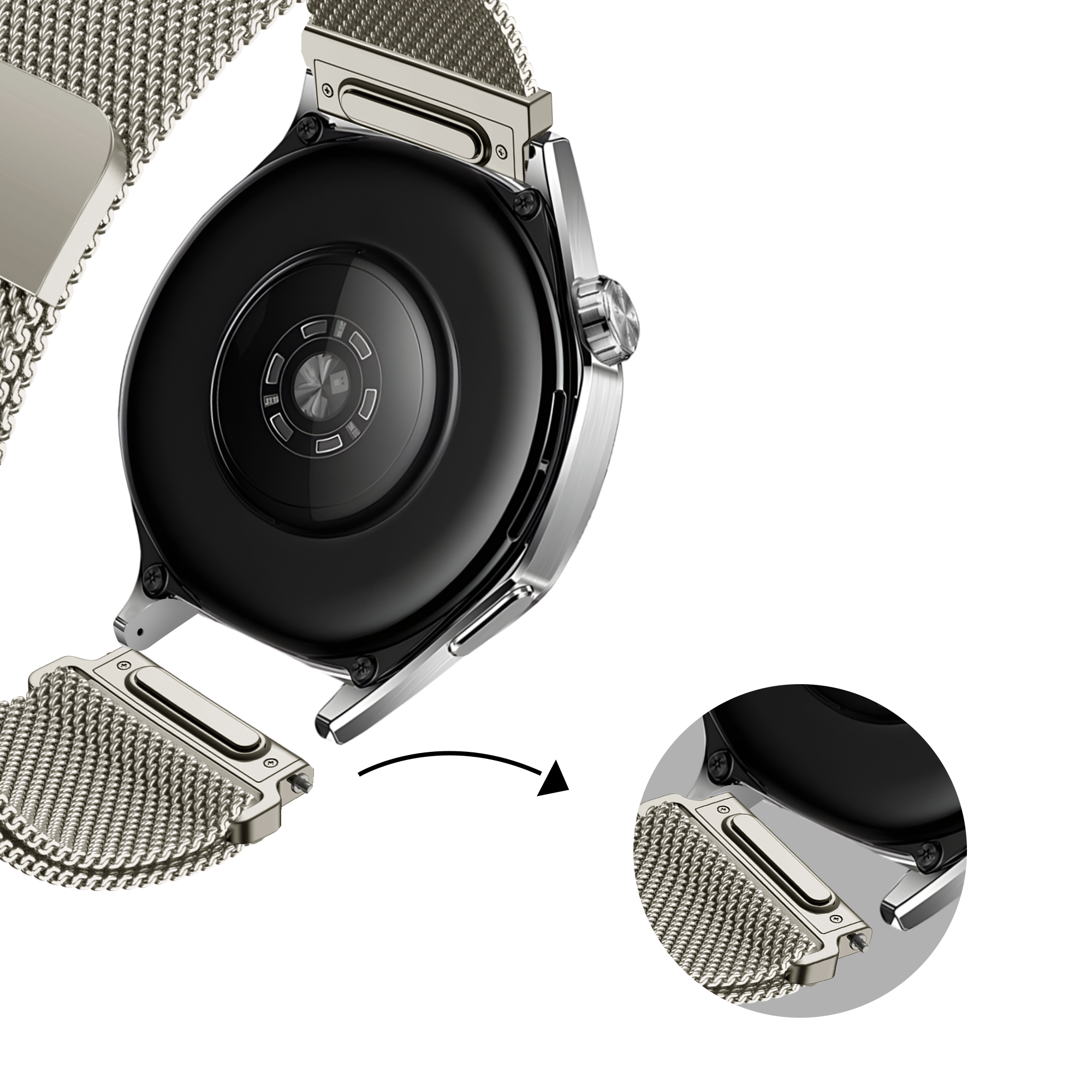 Bandz Amazfit Active 2 Milanese band 'Easy fit' (sterrenlicht)