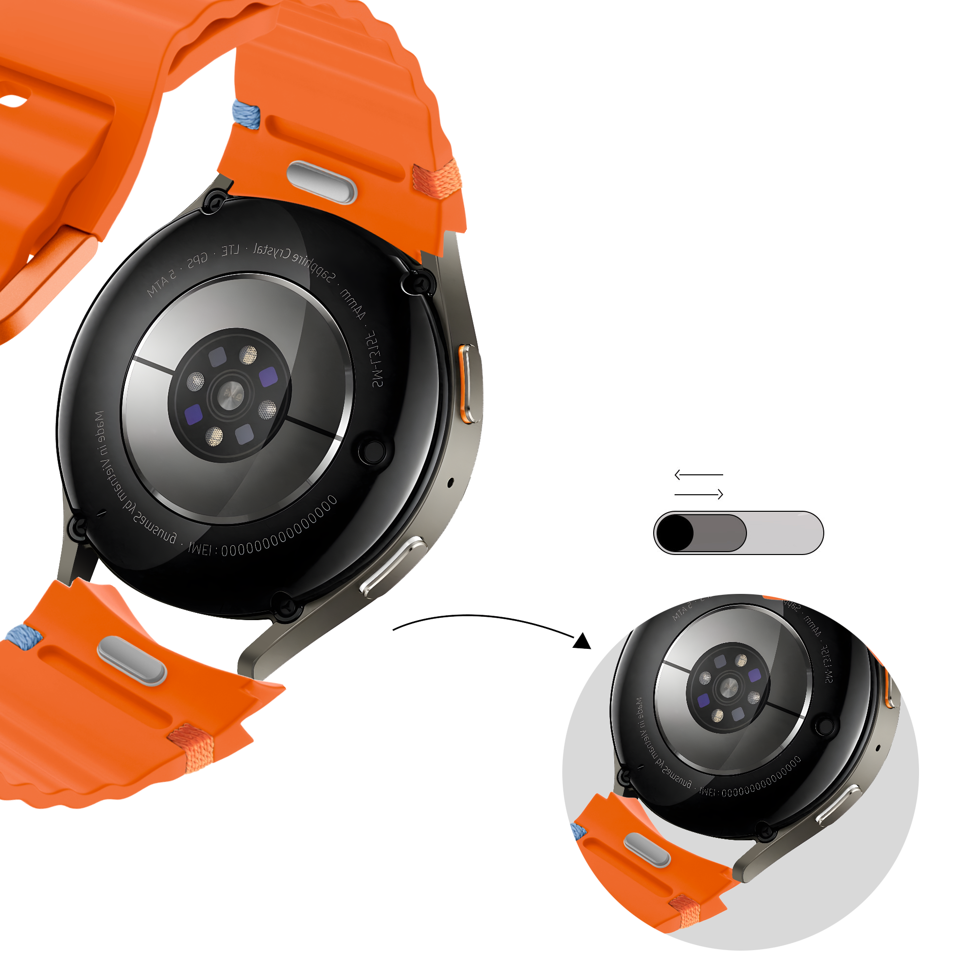 Bandz Samsung Galaxy Watch 5 - 44mm wave band 'Easy fit' (oranje)