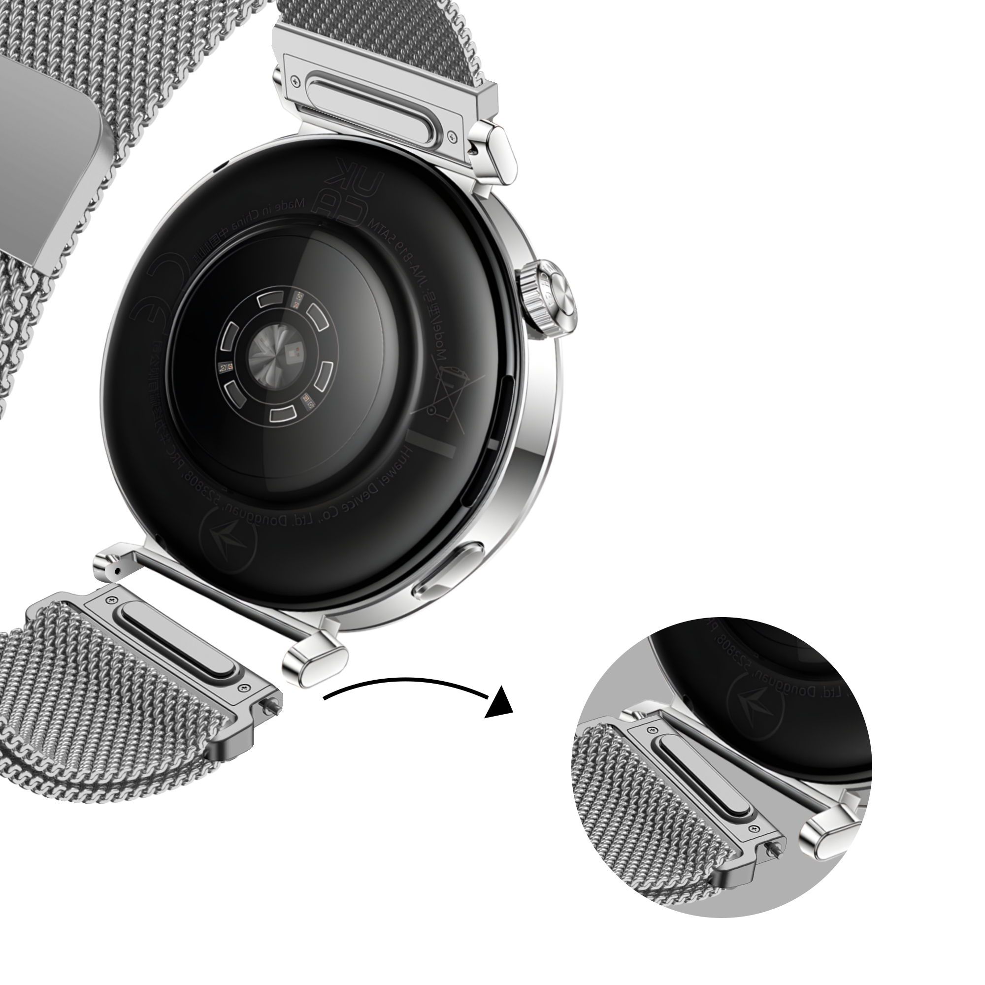 Bandz Withings ScanWatch 2 - 38mm Milanese Strap 'Easy fit' (Silver)