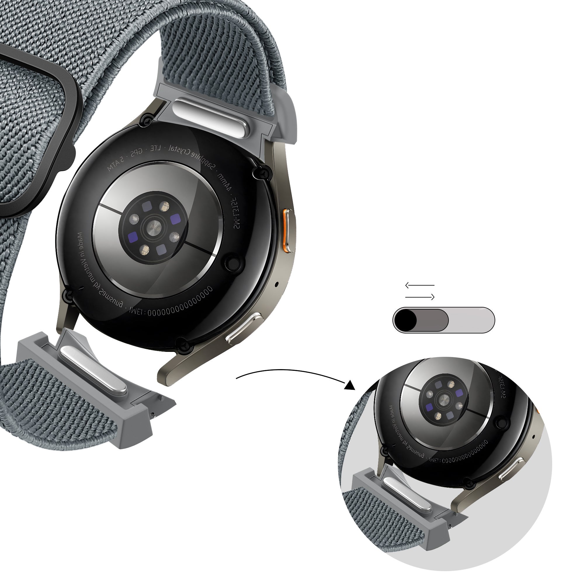 Bandz Samsung Galaxy Watch 4 44mm elastische band 'Easy fit' (grijsblauw)