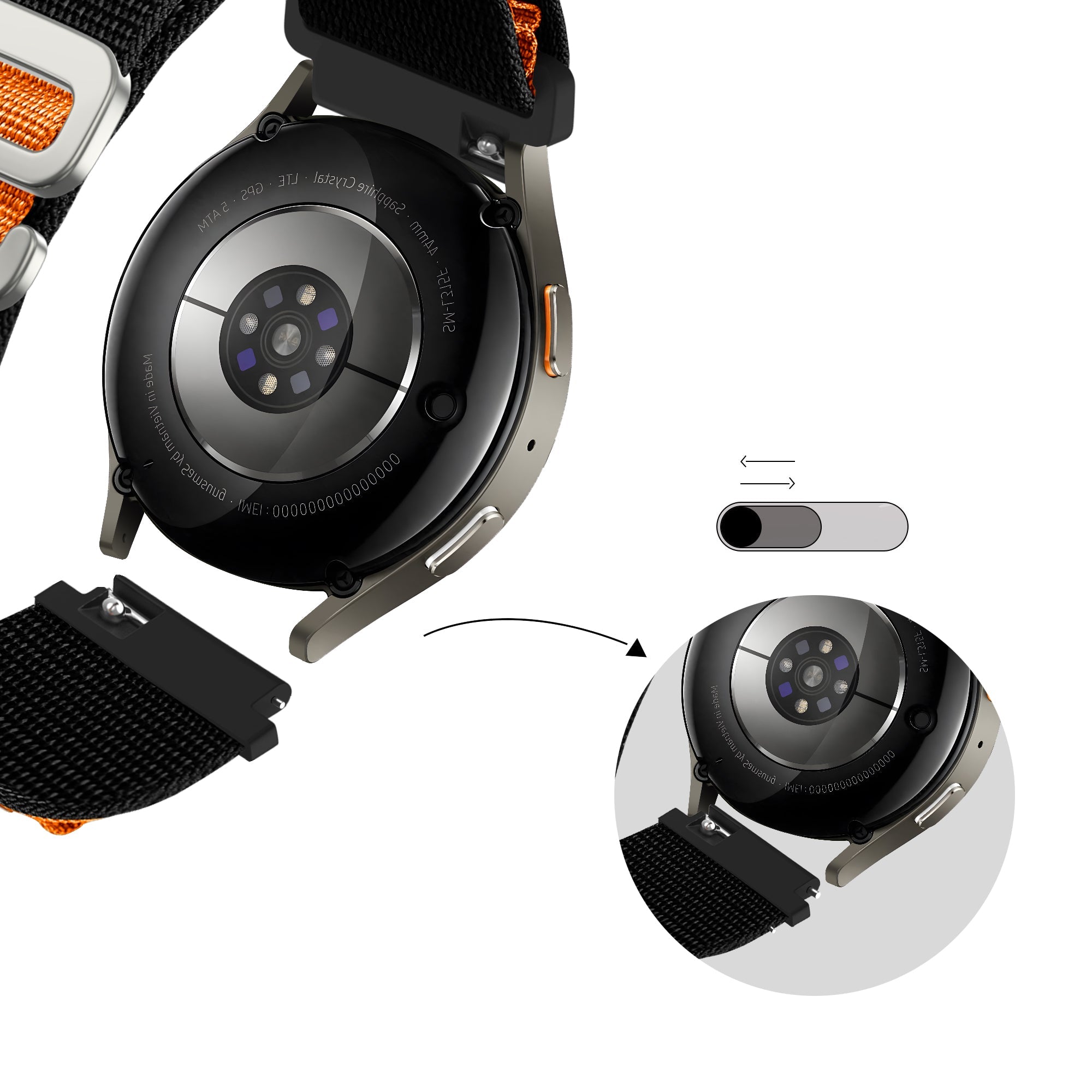 Bandz Amazfit GTS 2 Alpine nylon band (zwart/oranje)