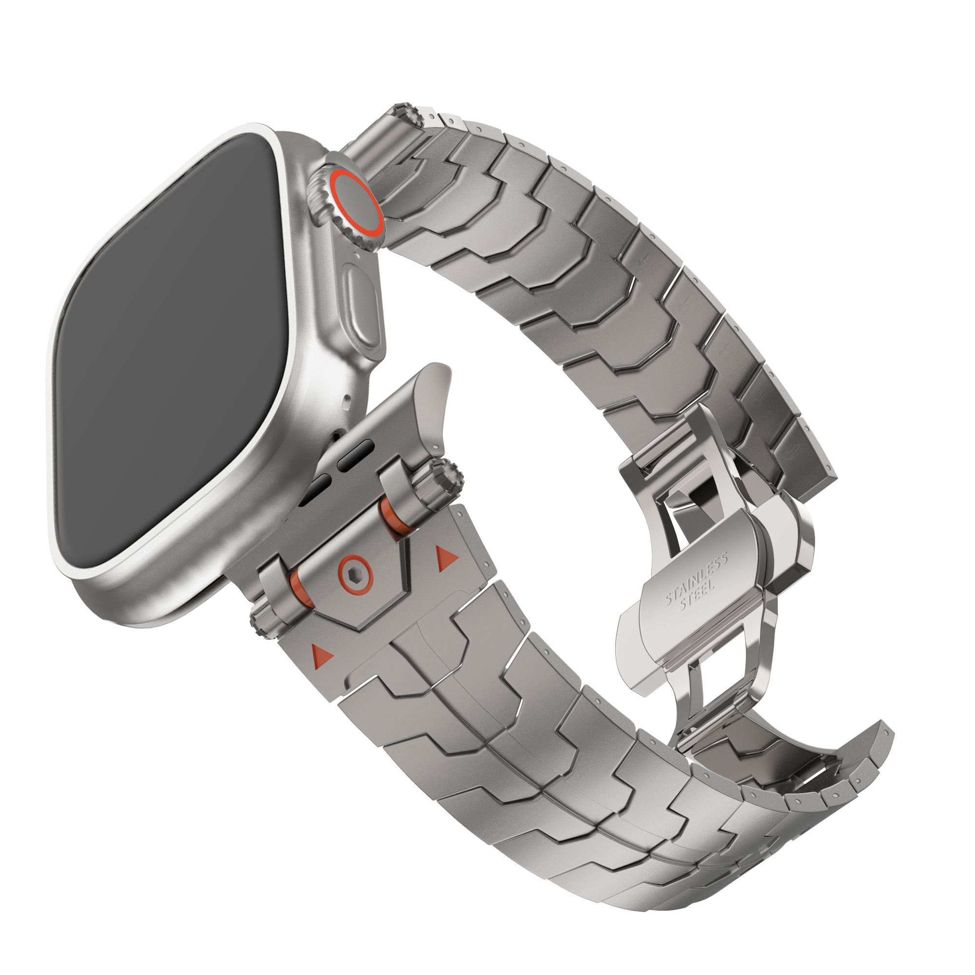 Bandz Apple Watch Metal Grain Strap 'Deluxe' (Titanium)