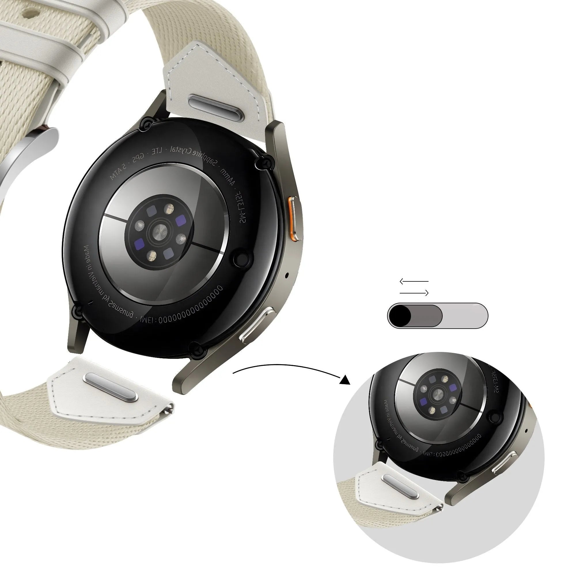 Bandz Oppo Watch X2 Mini leren hybrid band 'Easy fit' (sterrenlicht)