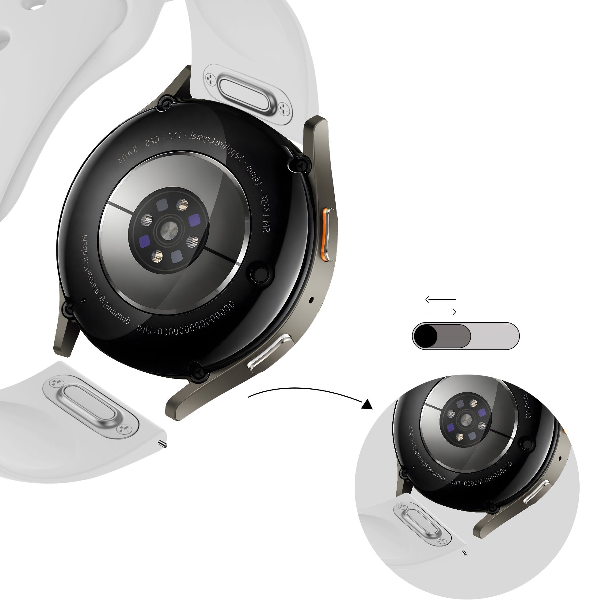 Bandz Samsung Galaxy Watch 7 - 44mm sport band 'Easy fit' (wit)