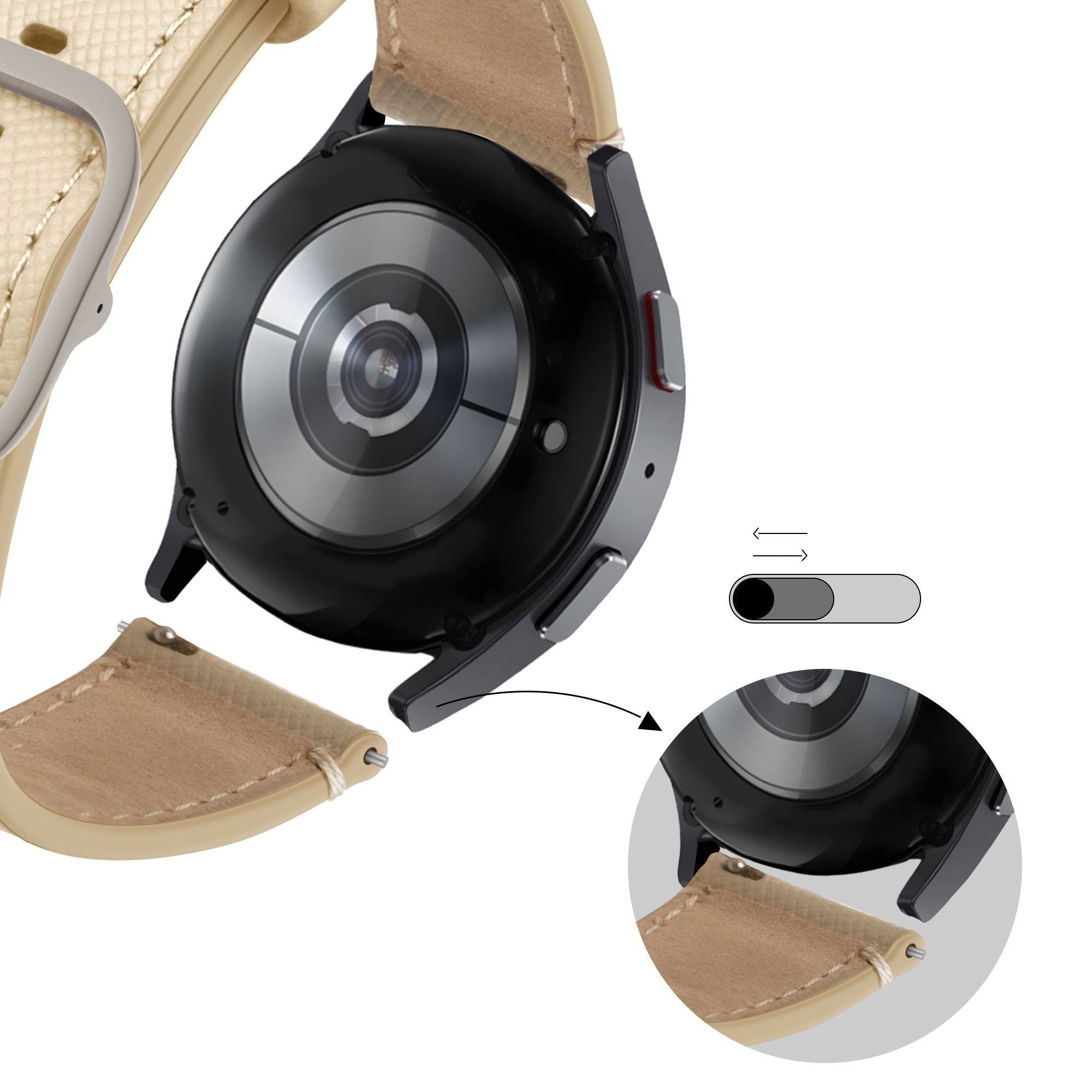 Bandz Suunto Run Leather Strap 'Deluxe' (Khaki)