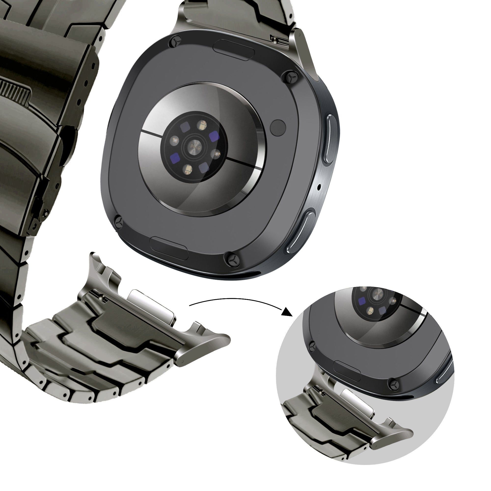 Bandz Samsung Galaxy Watch 8 - 40mm stalen band 'Iron' (grafiet)