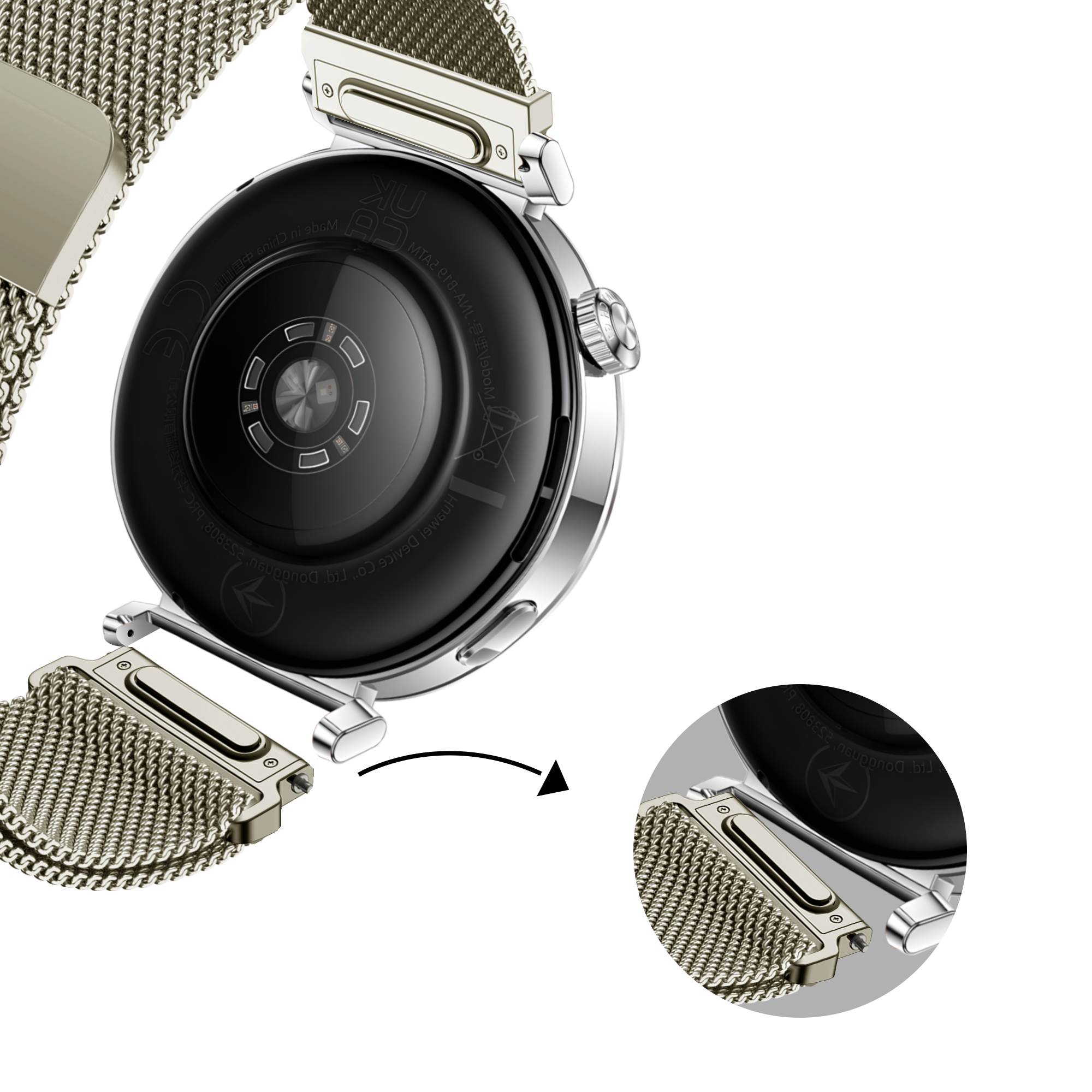 Bandz Withings Steel HR - 36mm Milanese band 'Easy fit' (sterrenlicht)