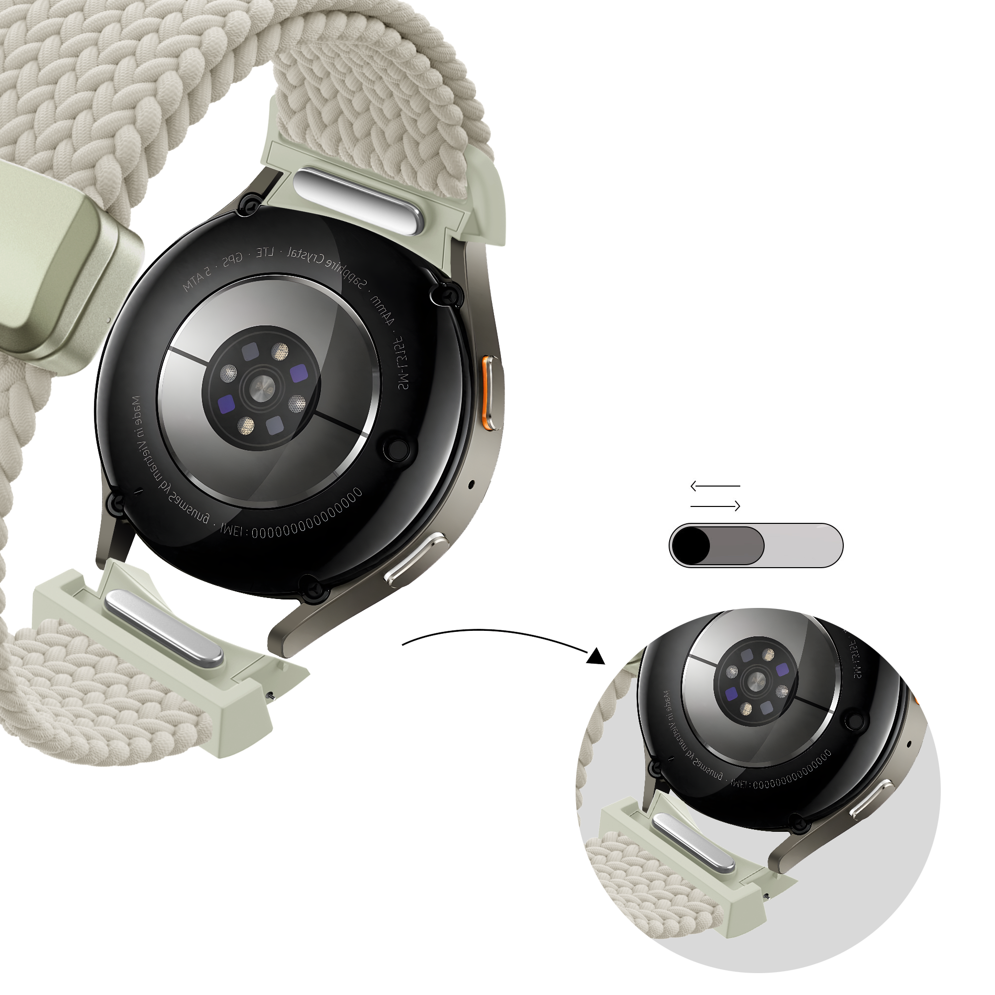 Bandz Samsung Galaxy Watch 4 40mm Braided Strap 'Easy Fit' (Starlight)