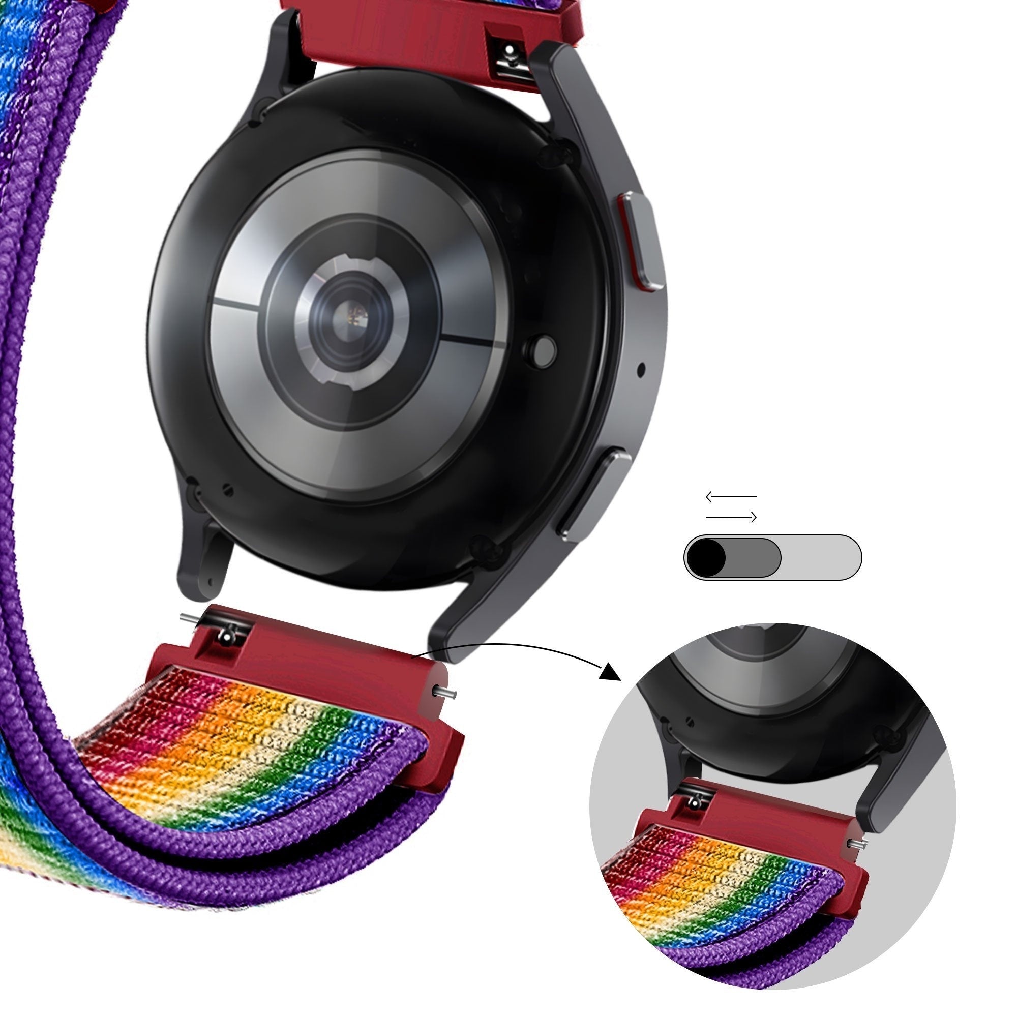 Bandz Pebble Round 2 - 20mm nylon loop band (regenboog)