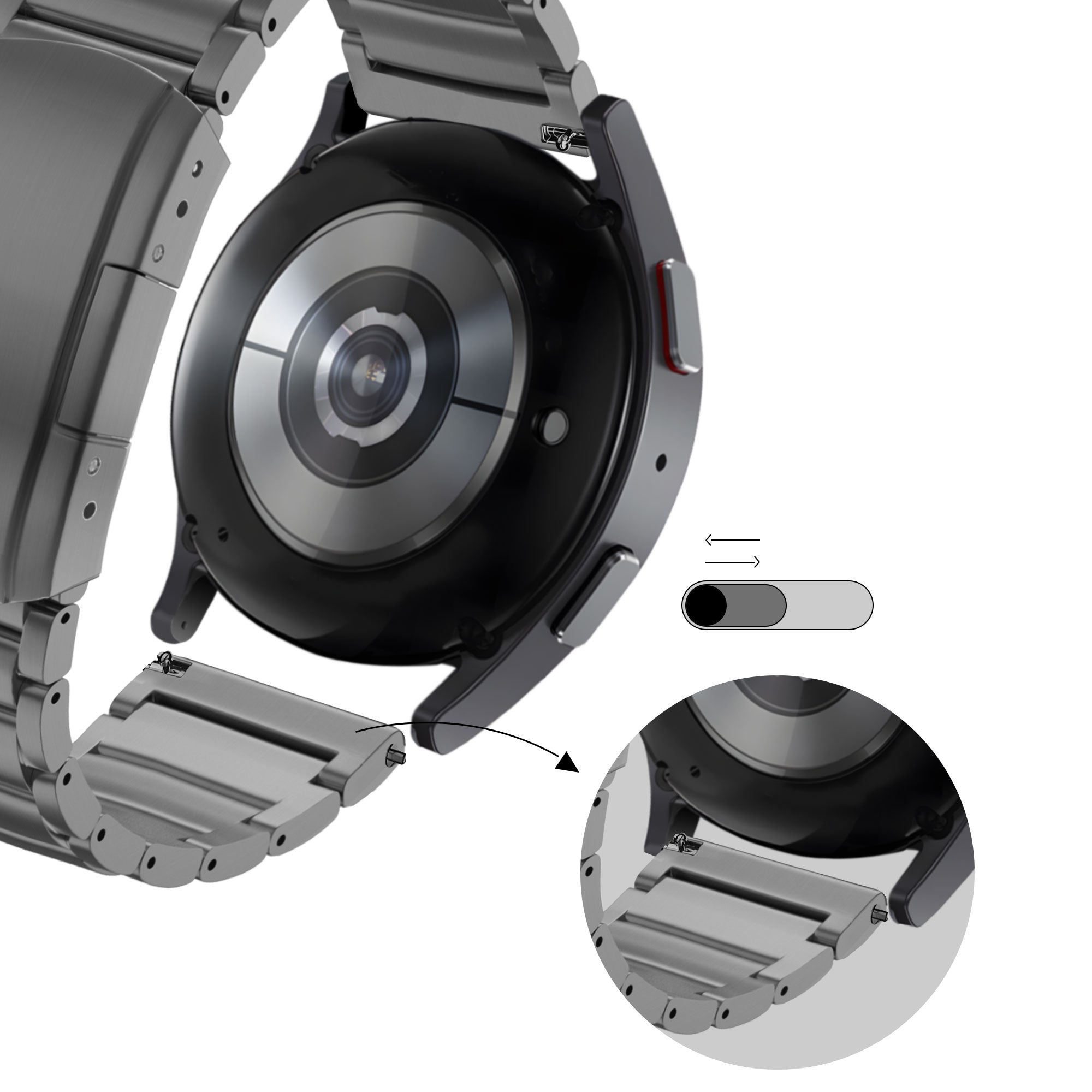 Bandz Garmin Vivoactive 4 titanium schakel band (grafiet)